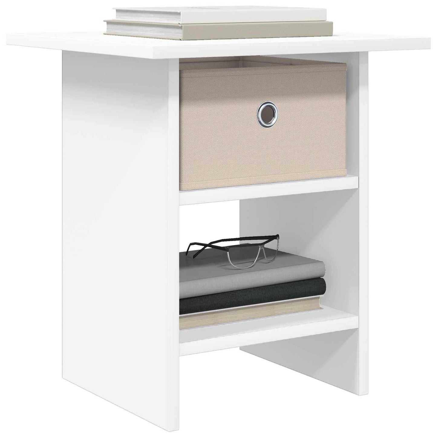 vidaXL Κομοδίνο με συρτάρι Λευκό 41 x 40 x 45 εκ Επεξεργασμένο ξύλο