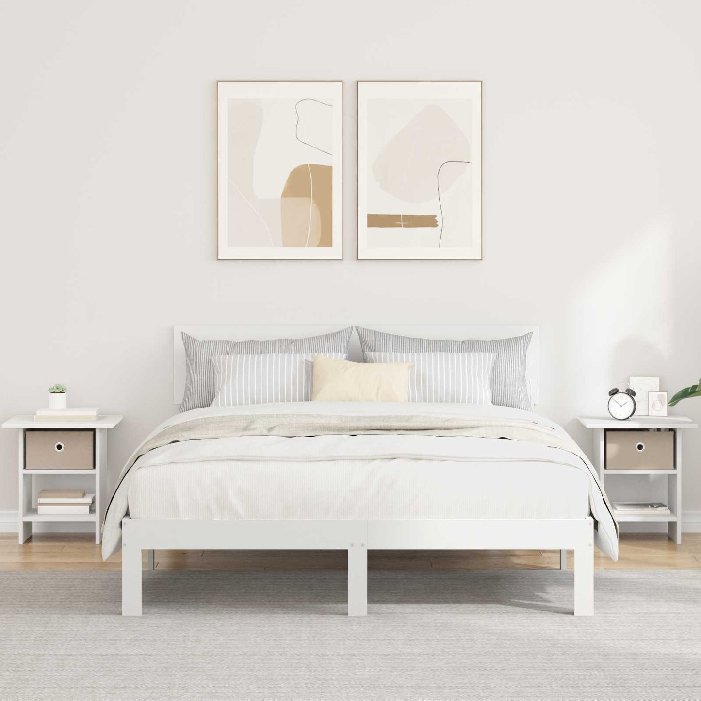 vidaXL Κομοδίνο 2 pcs Λευκό 41 x 40 x 45 εκ Επεξεργασμένο ξύλο
