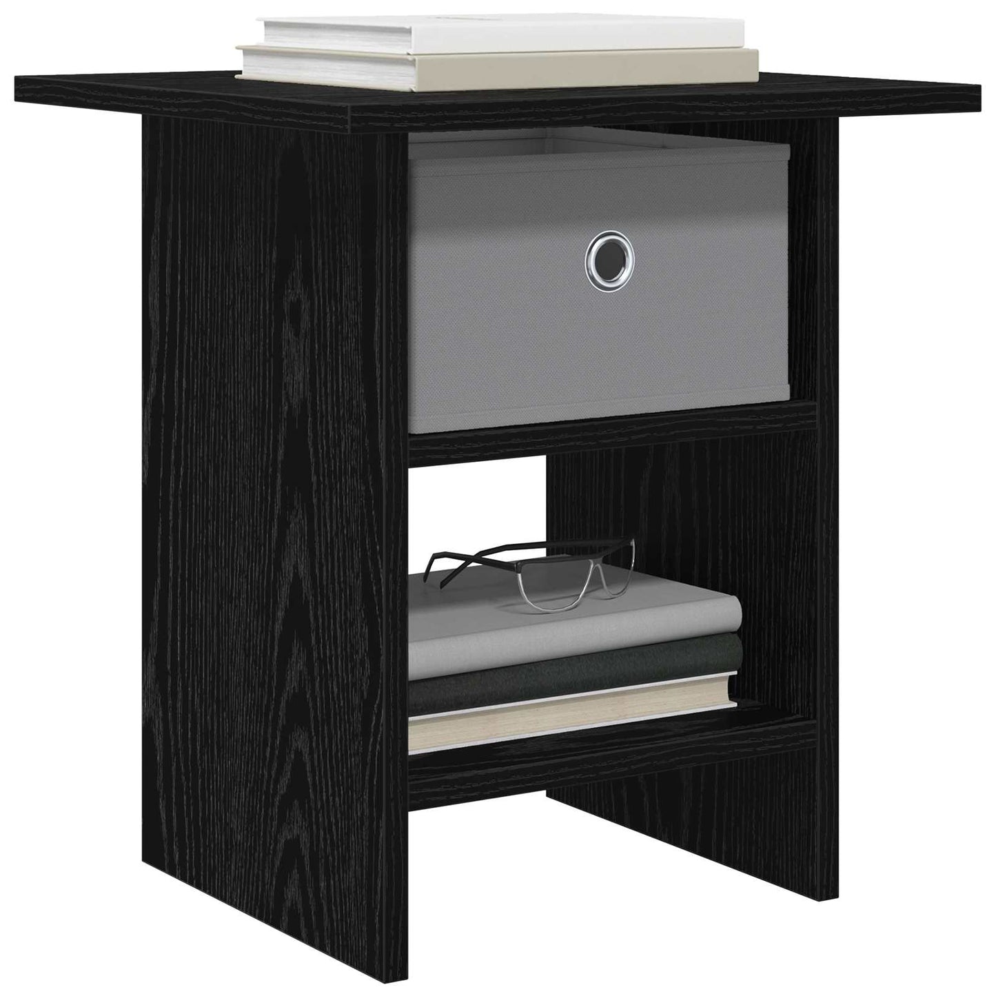 vidaXL Κομοδίνο 2 pcs Μαύρη Οξυά 41 x 40 x 45 εκ Επεξεργασμένο ξύλο