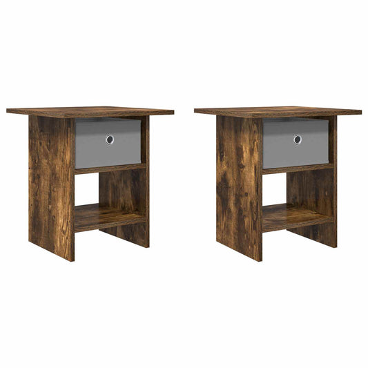 vidaXL Κομοδίνο 2 τεμ. Καπνιστό Δρύς 41 x 40 x 45 εκ