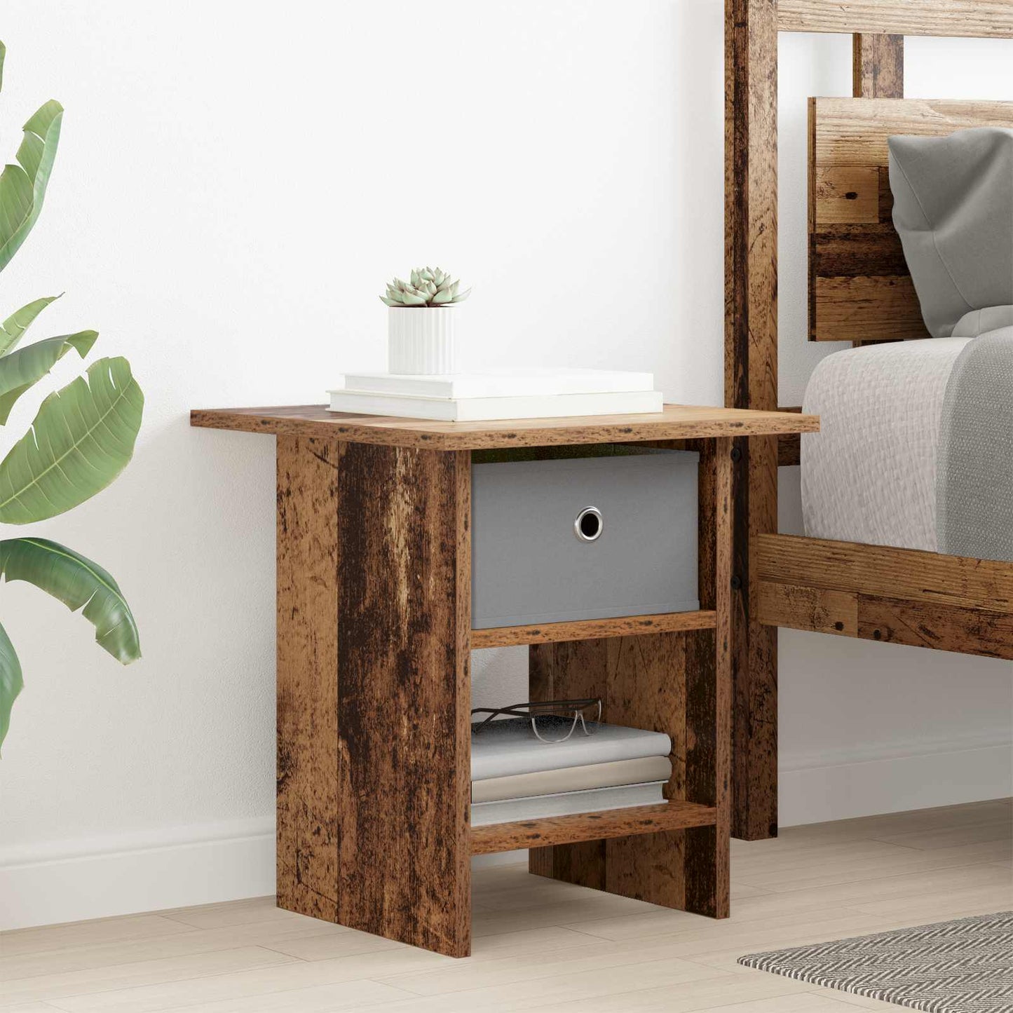 vidaXL Κομοδίνο 2 pcs Παλιό ξύλο 41 x 40 x 45 εκ Επεξεργασμένο ξύλο
