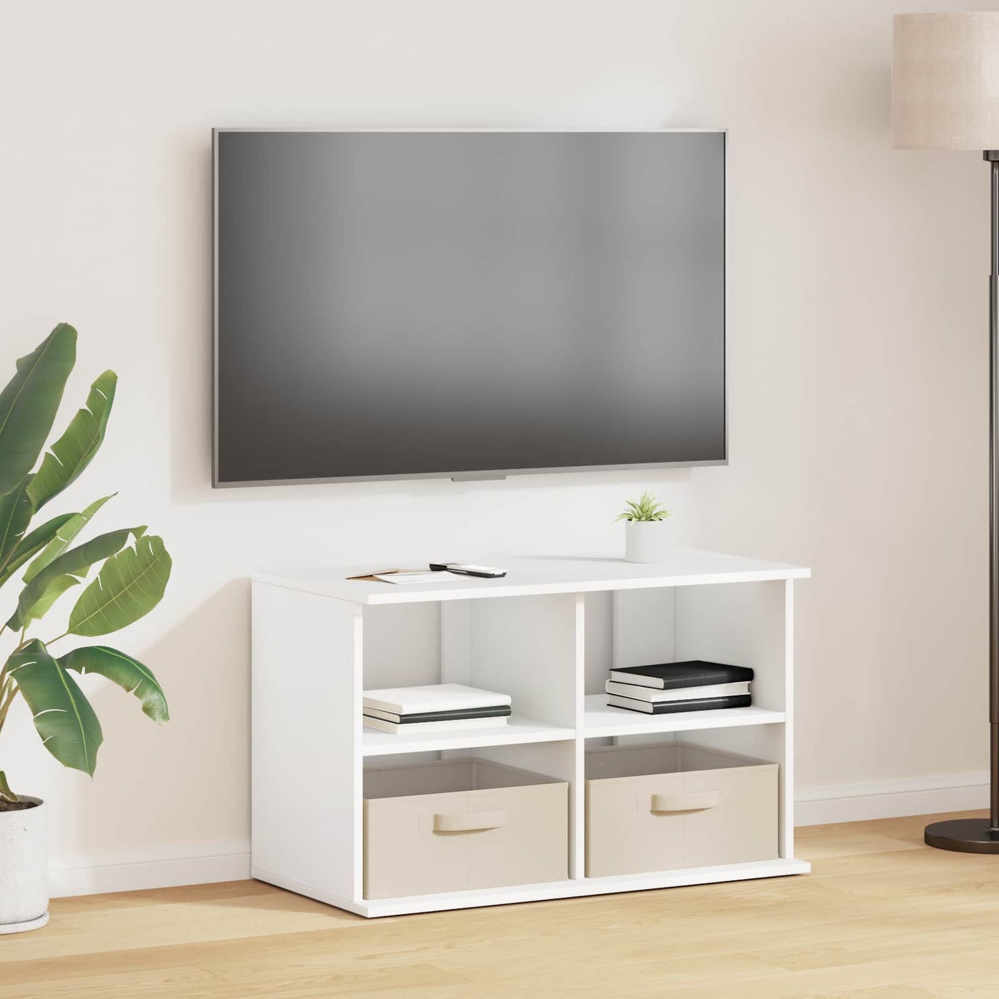 vidaXL Βάση τηλεόρασης με συρτάρι Λευκό 79 x 40 x 48 εκ