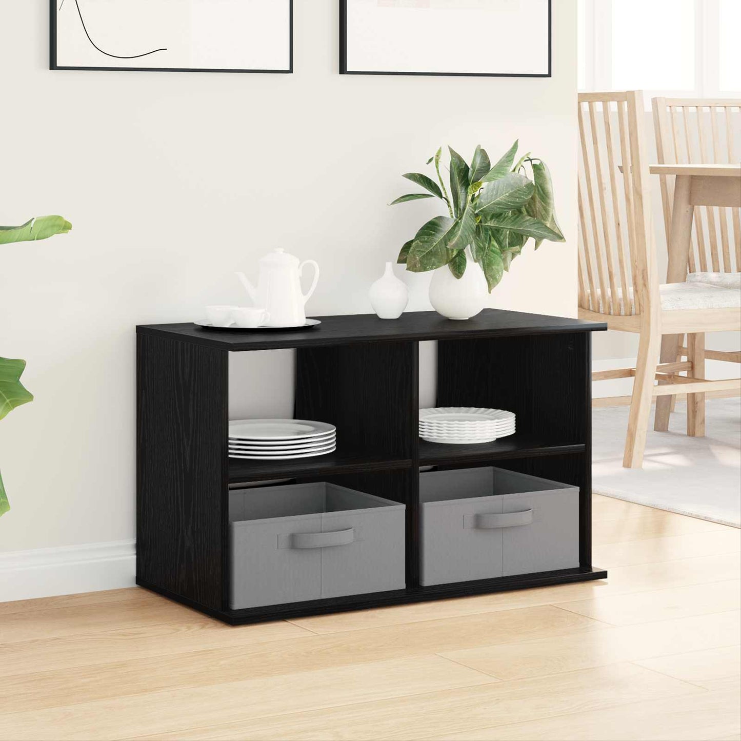 vidaXL Βάση τηλεόρασης με συρτάρι Μαύρη Οξυά 79 x 40 x 48 εκ