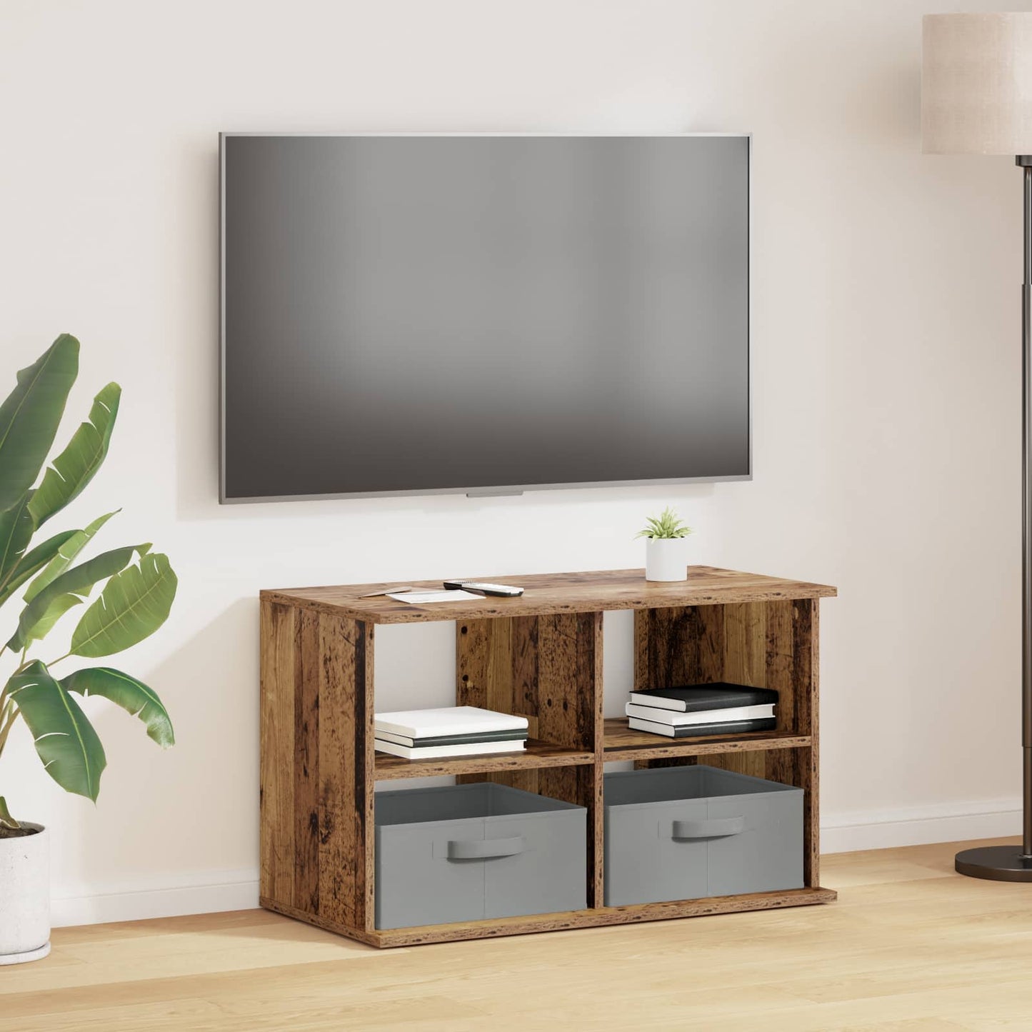 vidaXL Βάση τηλεόρασης με συρτάρι Παλιό ξύλο 79 x 40 x 48 εκ