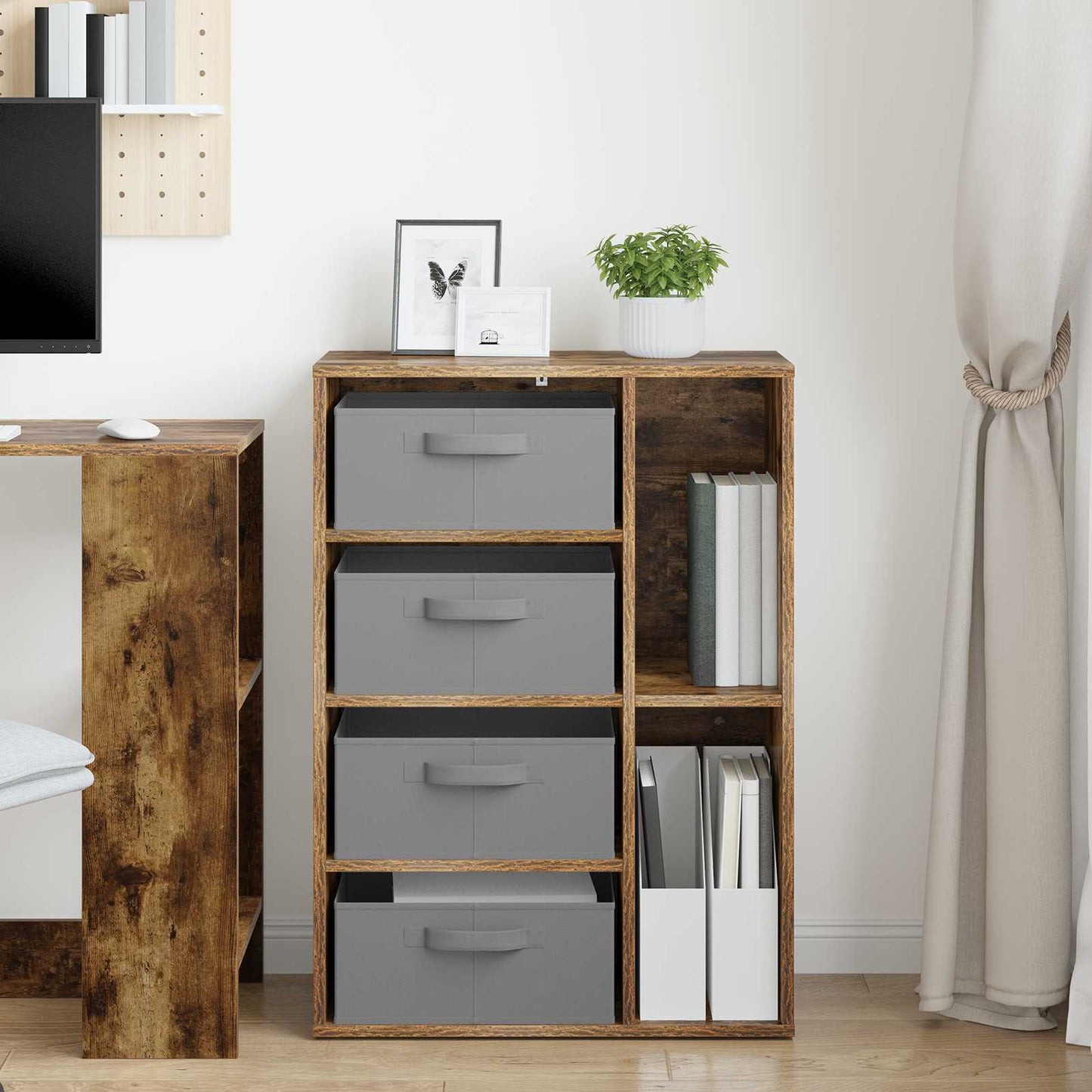 vidaXL Πλαϊνό γραφείο Καπνισμένο Ξύλο Δρυός 60 x 33,5 x 84 εκ