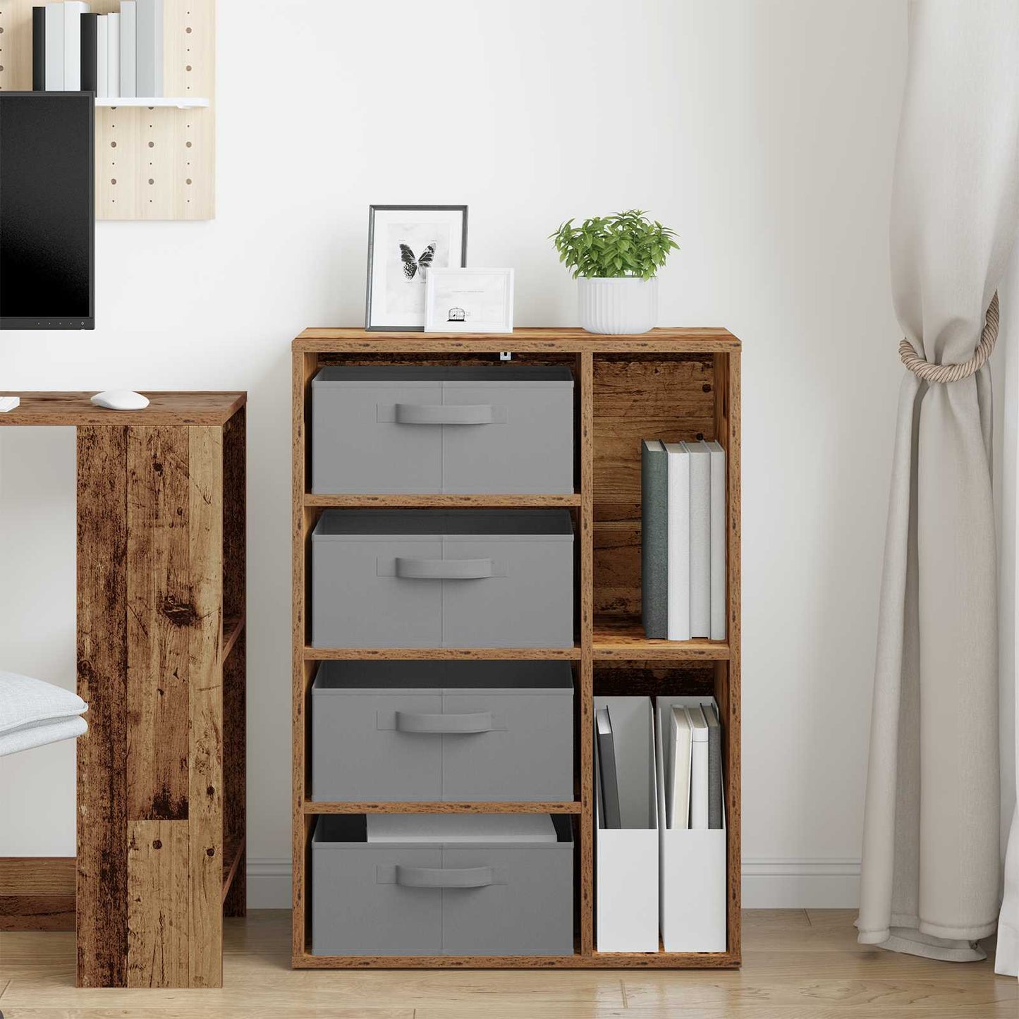 vidaXL Πλαϊνό γραφείο Παλαιωμένο ξύλο 60 x 33,5 x 84 εκ