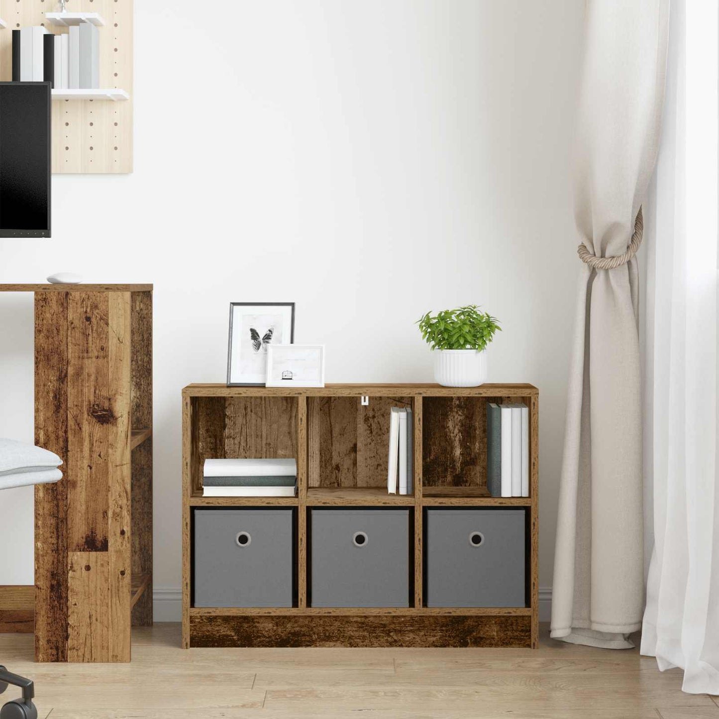 vidaXL Πλαϊνό γραφείο με συρτάρι Παλιό ξύλο 73,5 x 22,5 x 53,5 εκ