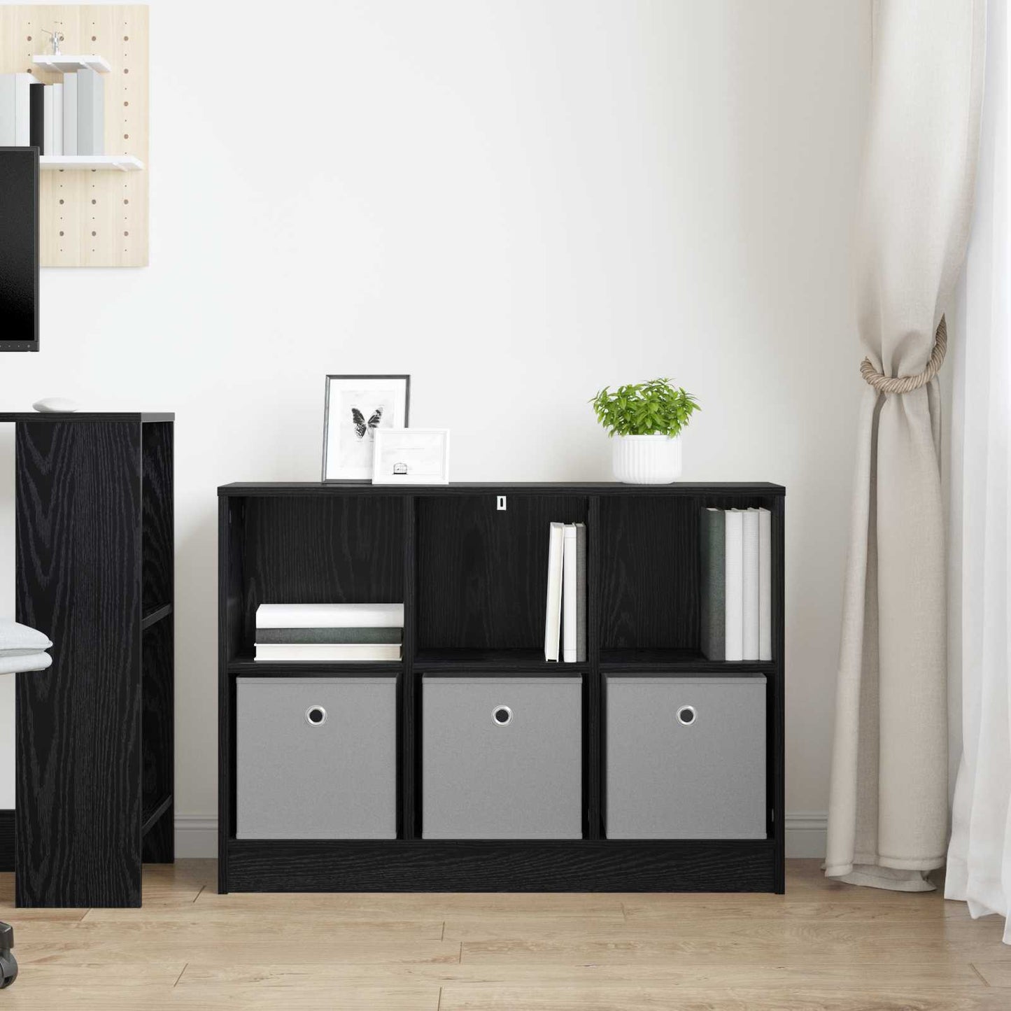 vidaXL Πλαϊνό γραφείο με συρτάρι Μαύρη Οξυά 88,5 x 27,5 x 63,5 εκ
