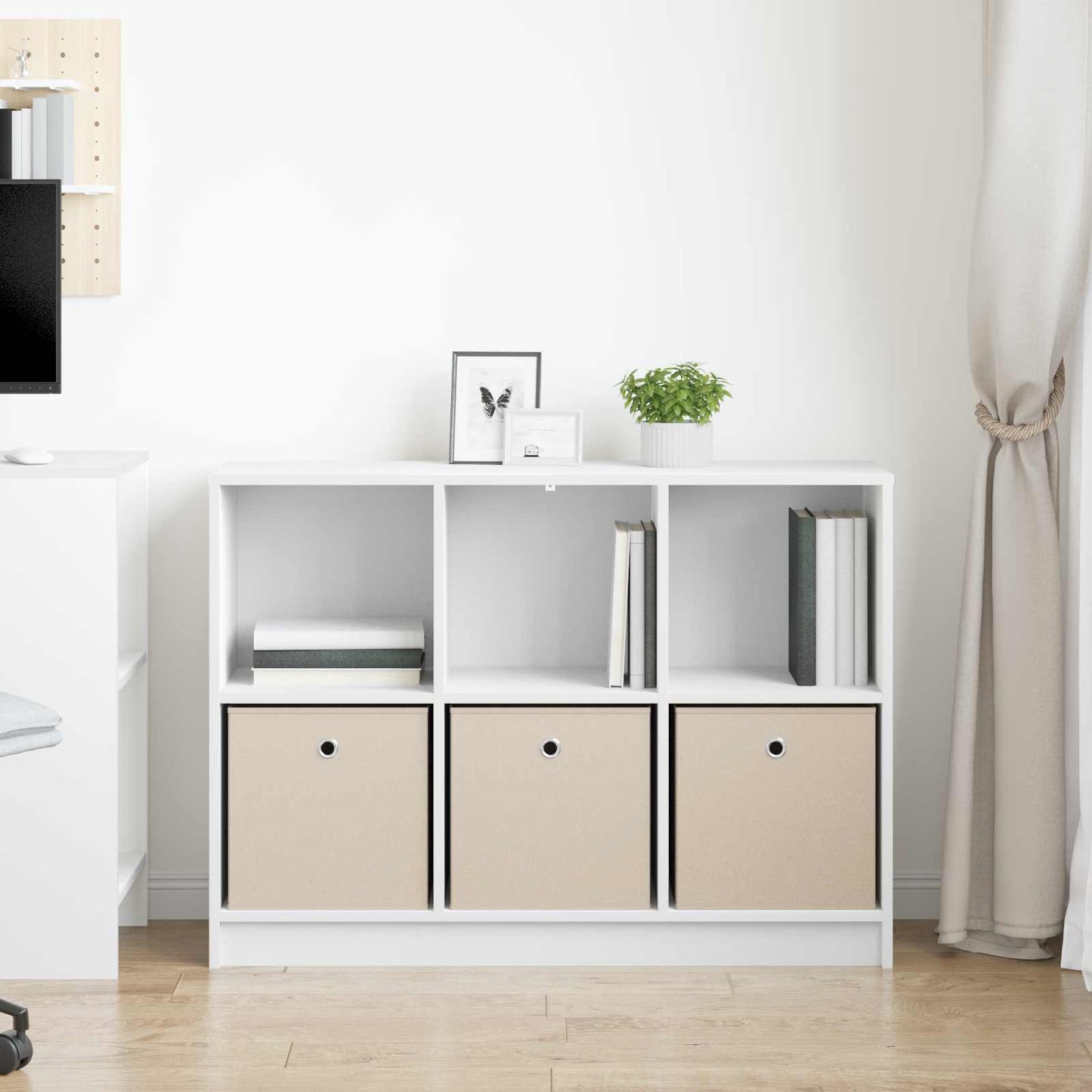 vidaXL Πλαϊνό γραφείο με συρτάρι Λευκό 102 x 32 x 73,5 εκ