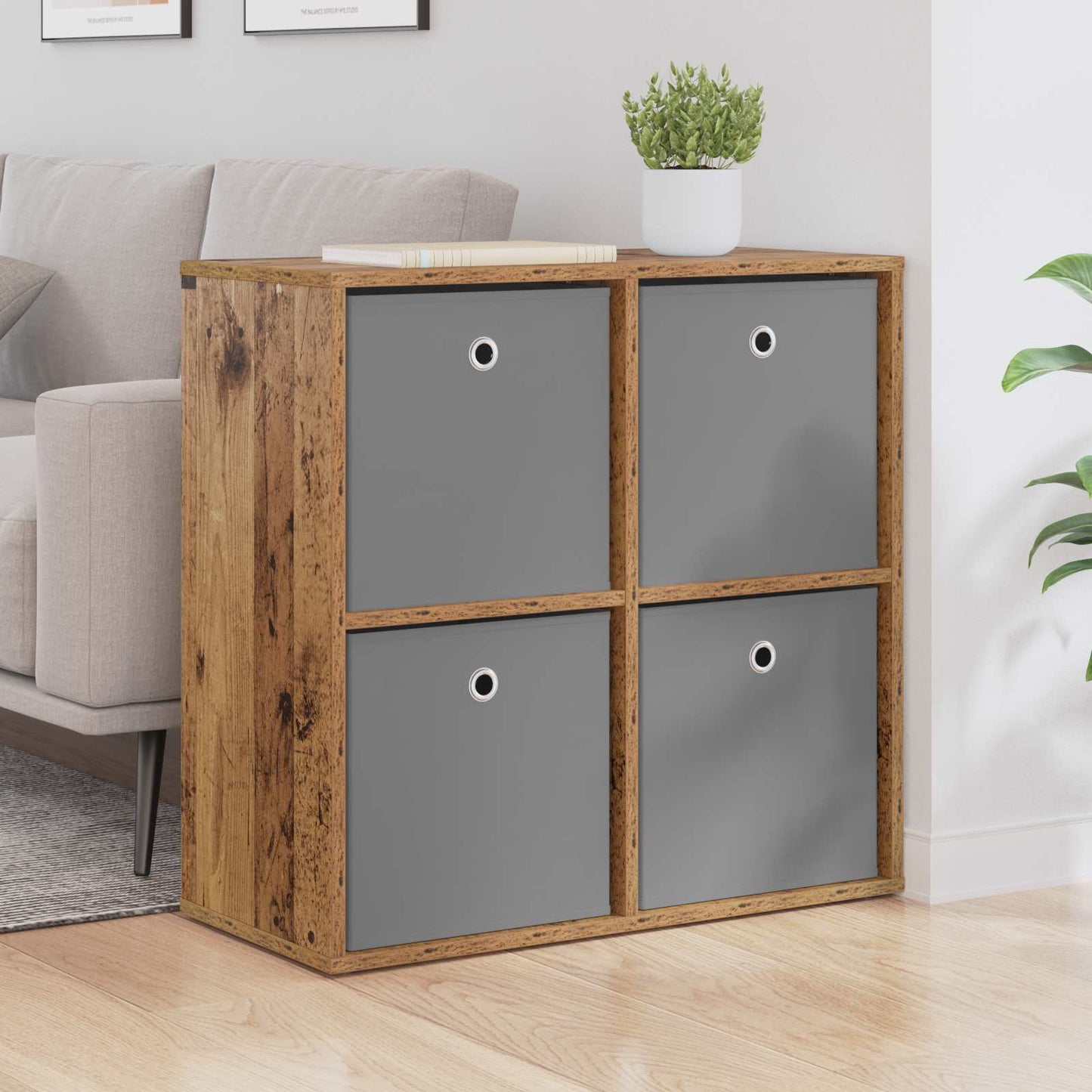vidaXL Πλαϊνό γραφείο με συρτάρι Παλιό ξύλο 68,5 x 32 x 67 εκ