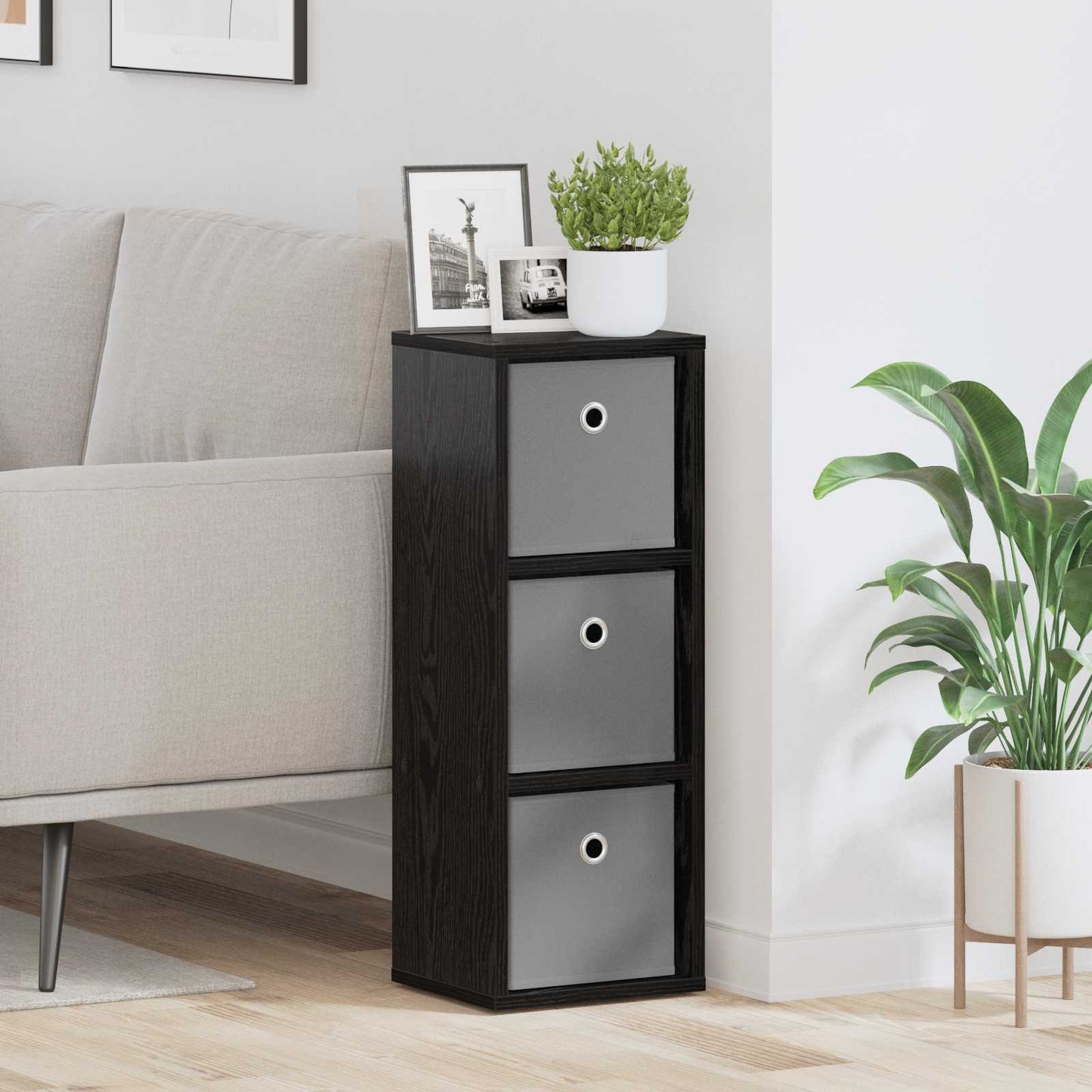vidaXL Πλαϊνό γραφείο με συρτάρι Μαύρη Οξυά 25,5 x 22 x 69,5 εκ