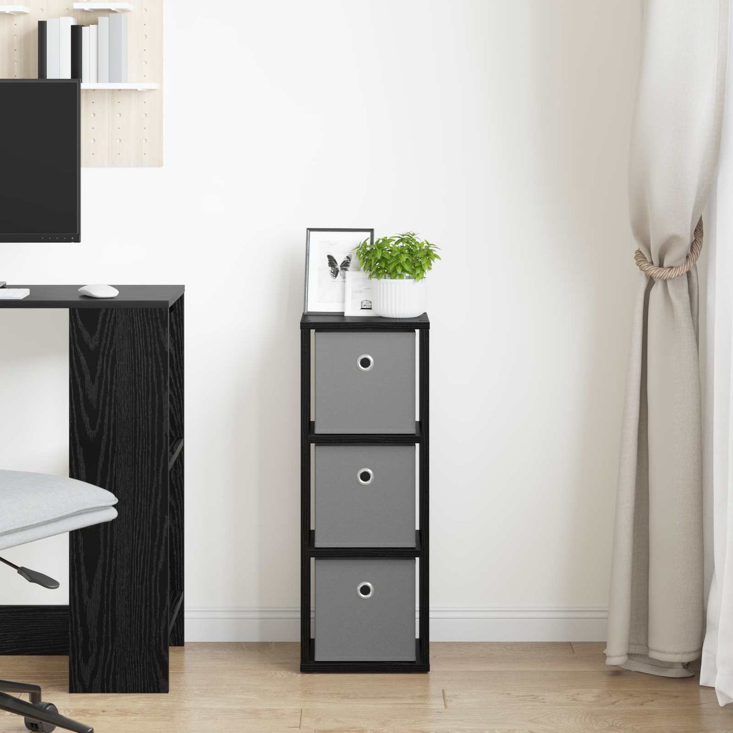 vidaXL Πλαϊνό γραφείο με συρτάρι Μαύρη Οξυά 25,5 x 22 x 69,5 εκ