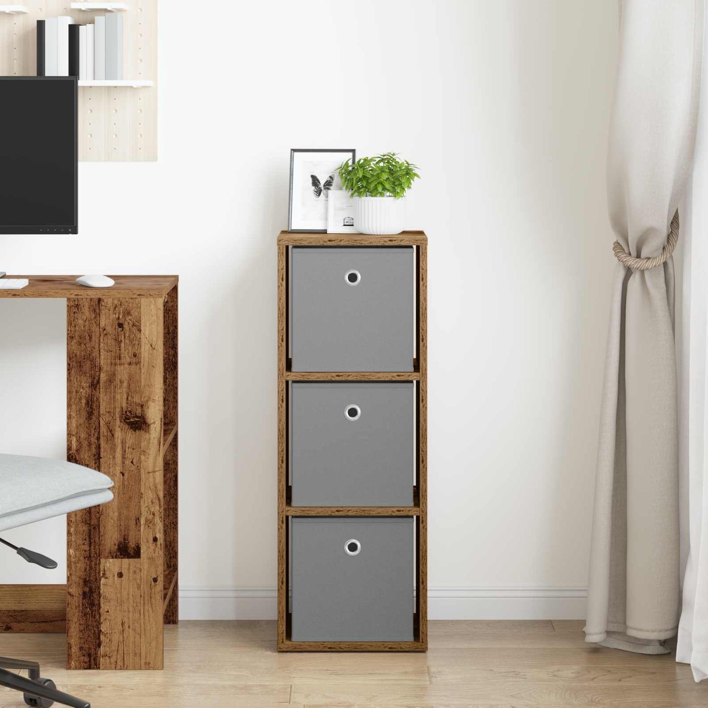 vidaXL Πλαϊνό γραφείο με συρτάρι Παλιό ξύλο 30,5 x 27 x 84,5 εκ