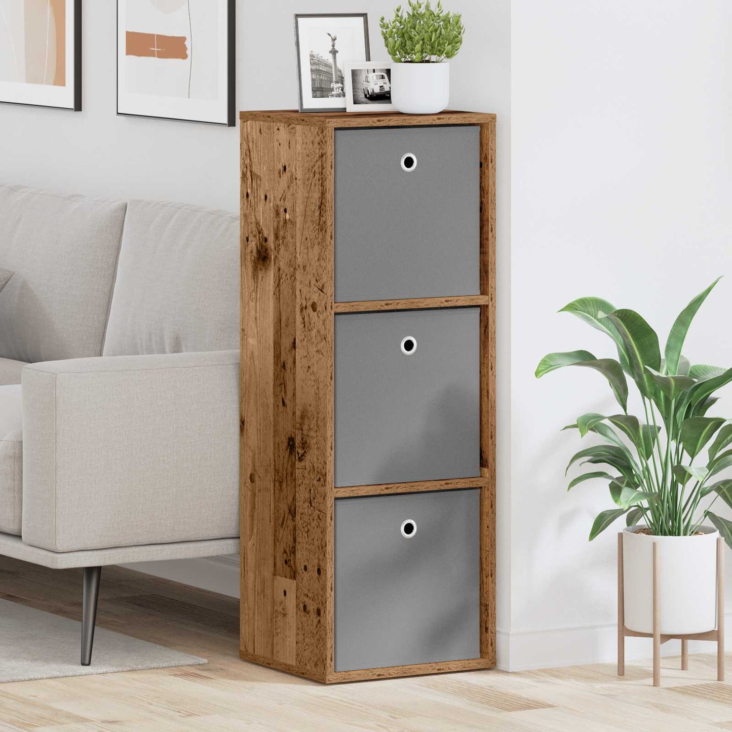 vidaXL Πλαϊνό γραφείο με συρτάρι Παλιό ξύλο 35 x 32 x 99,5 εκ