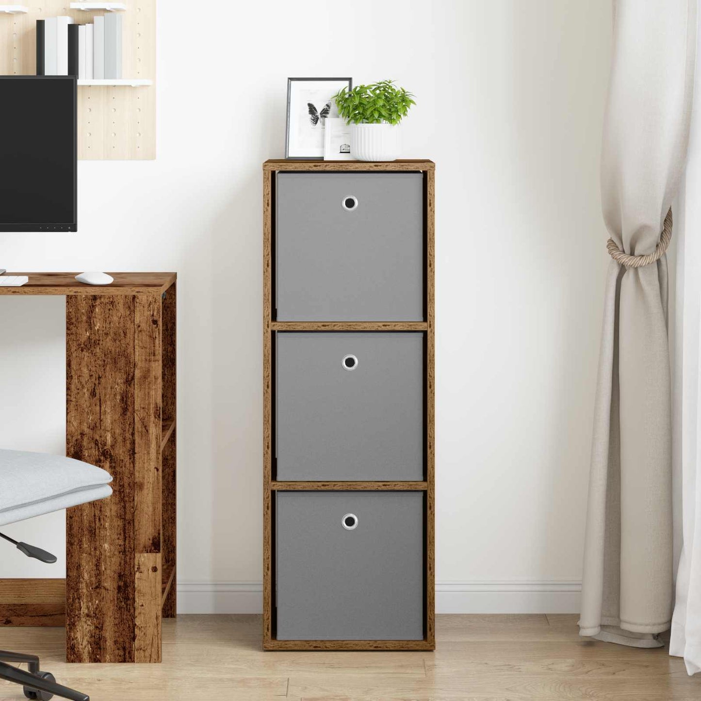 vidaXL Πλαϊνό γραφείο με συρτάρι Παλιό ξύλο 35 x 32 x 99,5 εκ