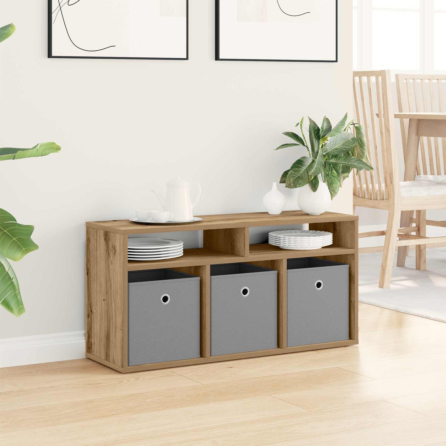 vidaXL Χαμηλό γραφείο 87 x 27,5 x 43 εκ Artisan Oak