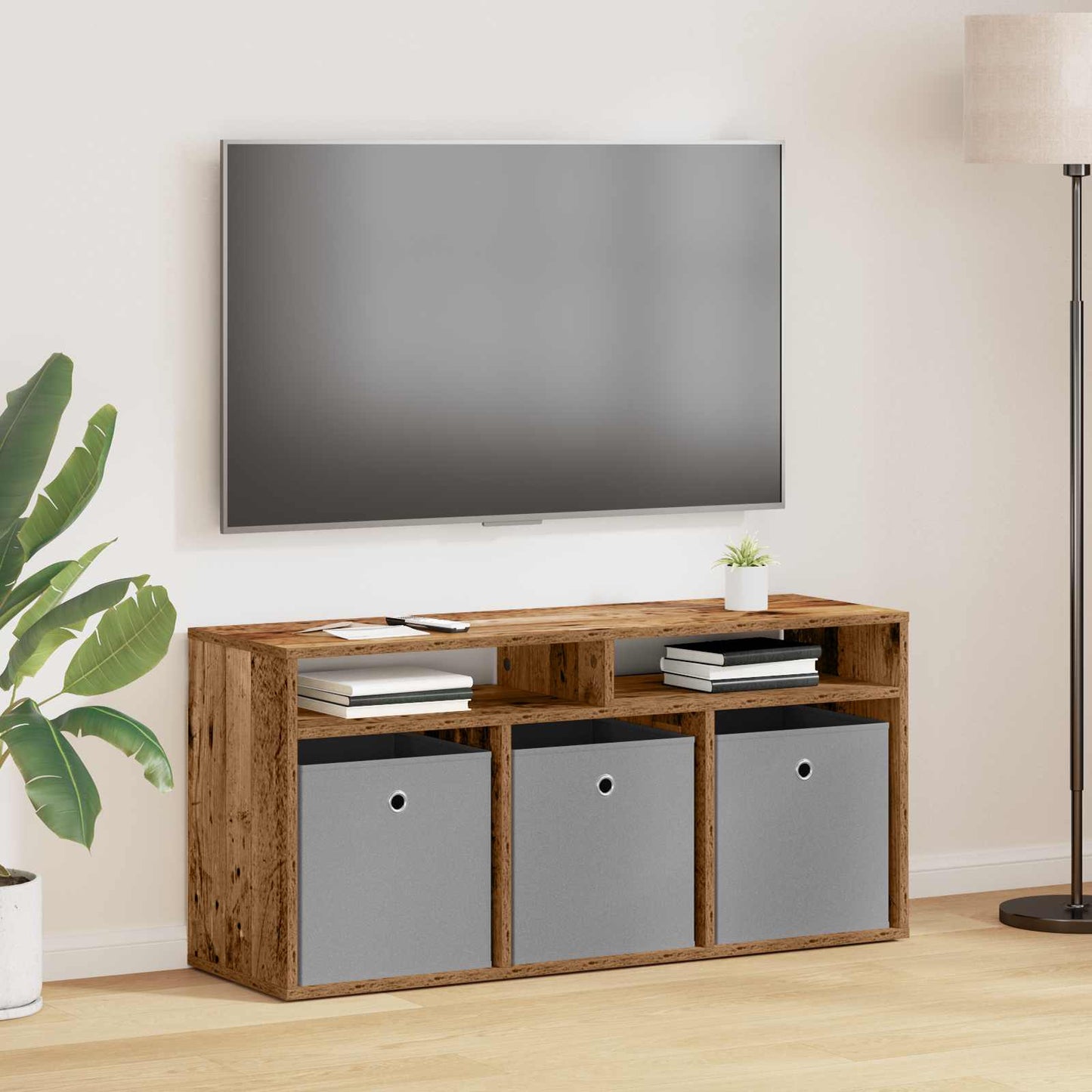 vidaXL Χαμηλό γραφείο με συρτάρι Παλιό ξύλο 102 x 32 x 48,5 εκ.