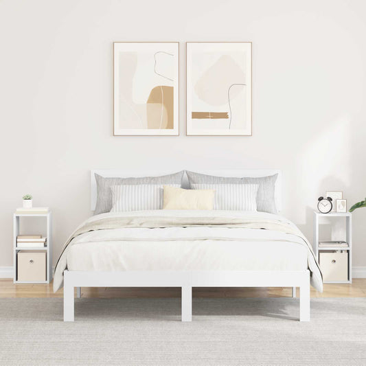 vidaXL Κομοδίνο 2 pcs Λευκό 25,5 x 22 x 49,5 εκ Επεξεργασμένο ξύλο