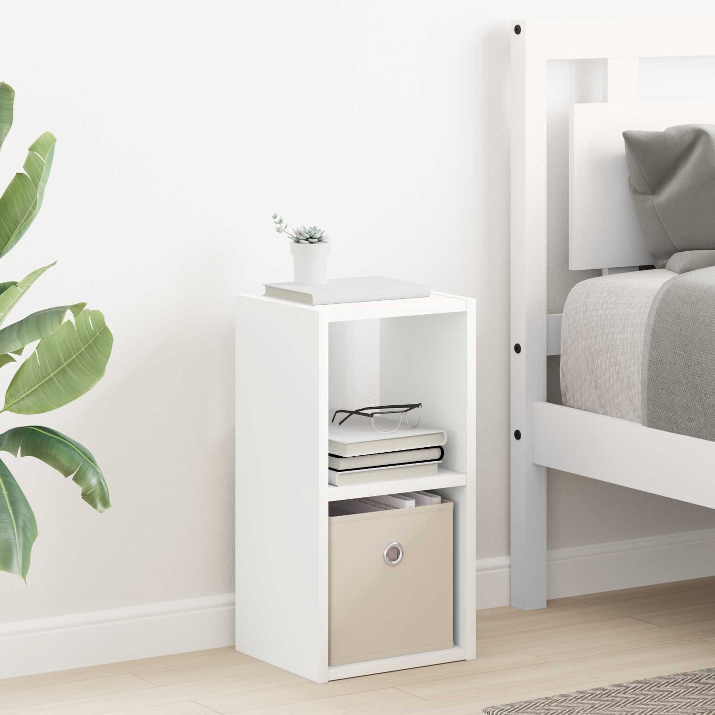 vidaXL Κομοδίνο 2 pcs Λευκό 25,5 x 22 x 49,5 εκ Επεξεργασμένο ξύλο