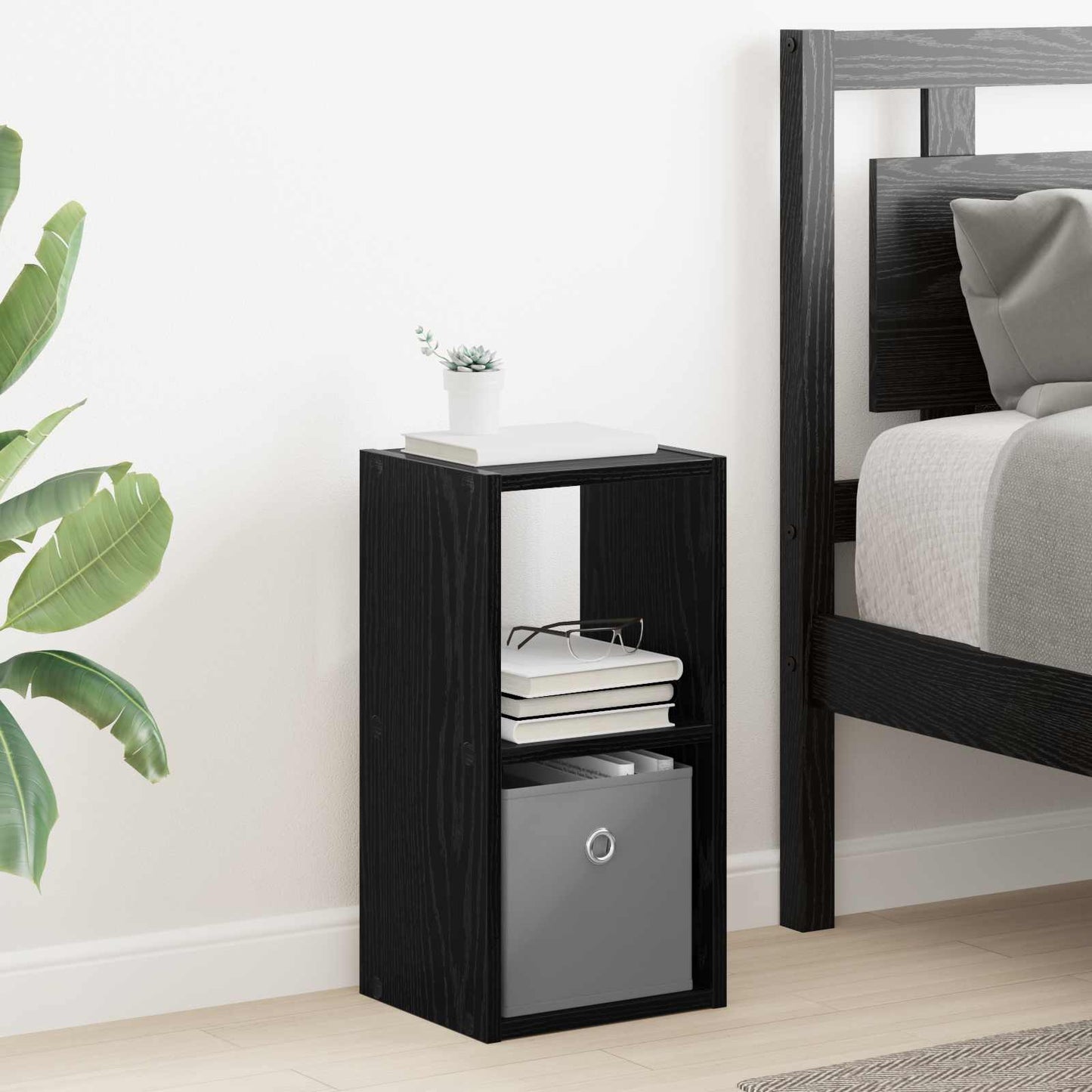 vidaXL Κομοδίνο Μαύρη Οξυά 25,5 x 22 x 49,5 εκ Επεξεργασμένο ξύλο
