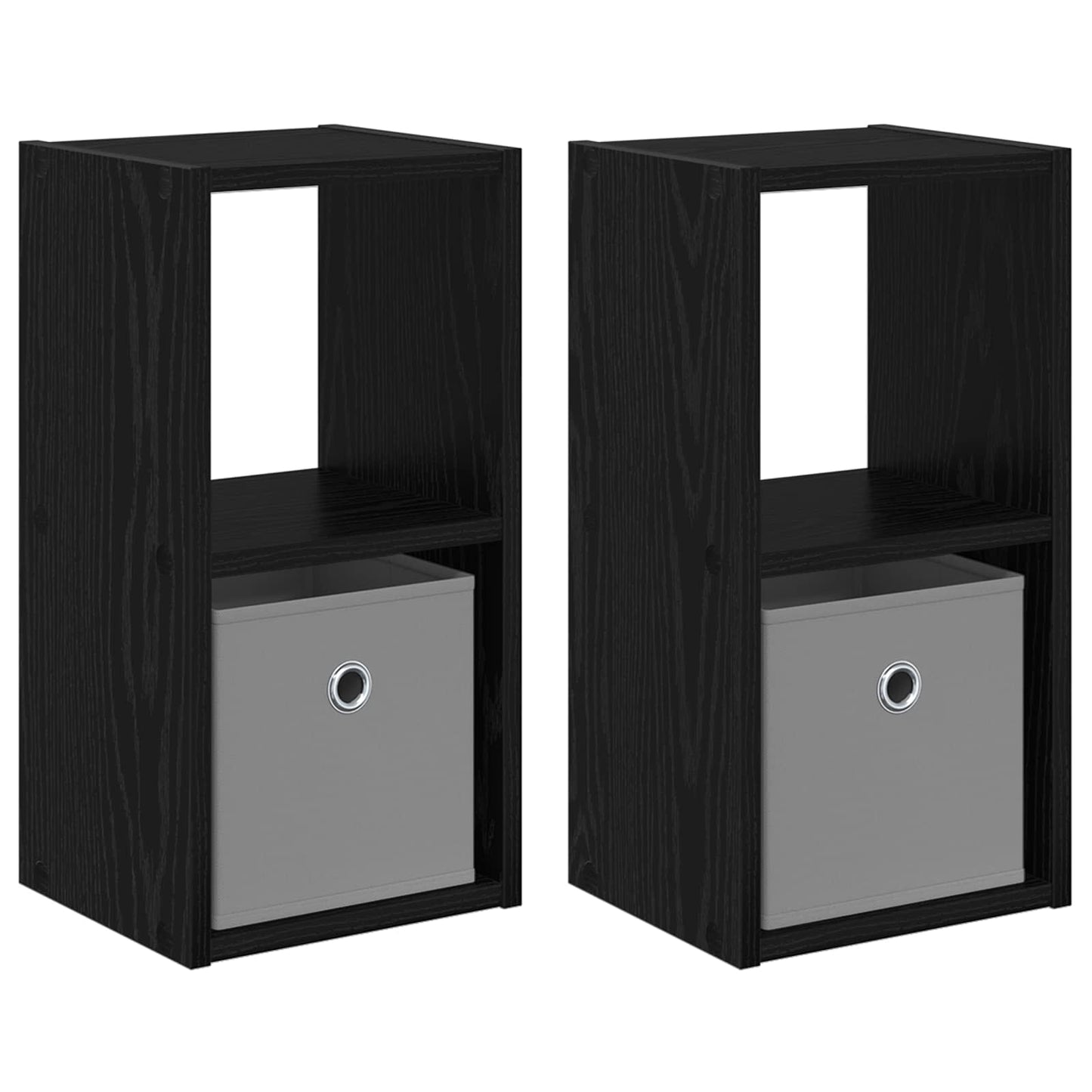 vidaXL Κομοδίνο με συρτάρι 2 pcs Μαύρη Οξυά 25,5 x 22 x 49,5 εκ