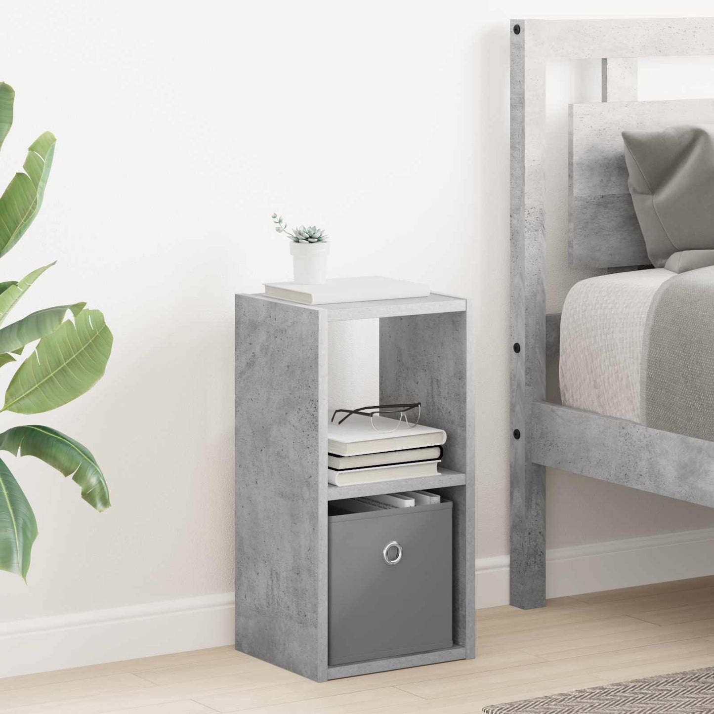 vidaXL Κομοδίνο Σκυρόδεμα Γκρι 25,5 x 22 x 49,5 εκ Επεξεργασμένο ξύλο