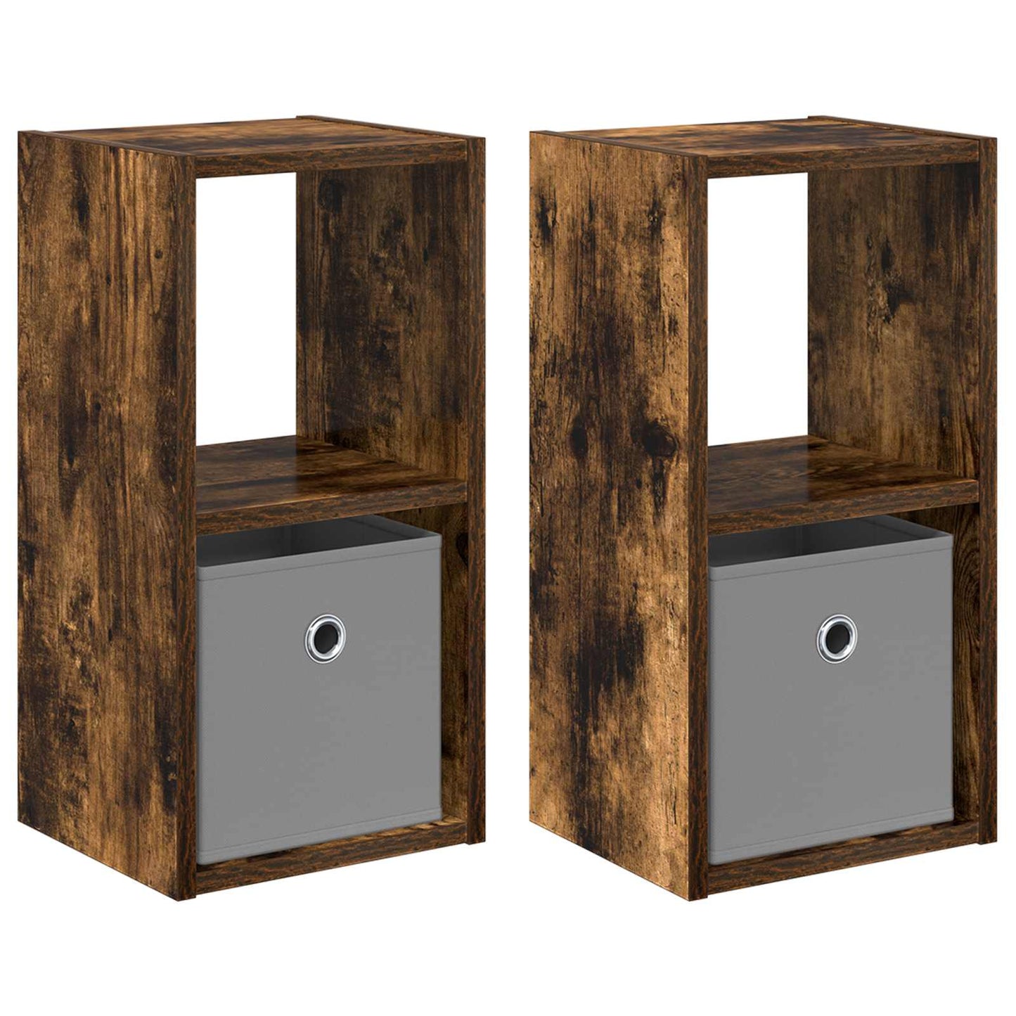 vidaXL Κομοδίνο με συρτάρι 2 pcs Καπνιστό Δρύς 25,5 x 22 x 49,5 εκ