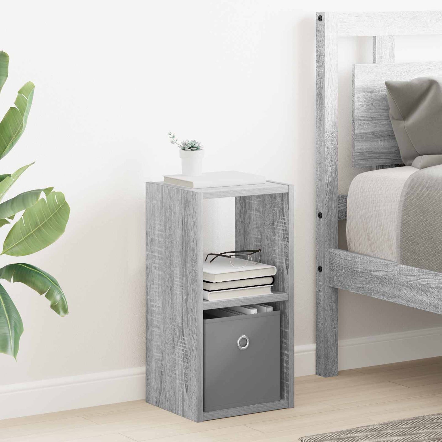 vidaXL Κομοδίνο με συρτάρι 2 pcs Γκρίζο Σονομα 25,5 x 22 x 49,5 εκ