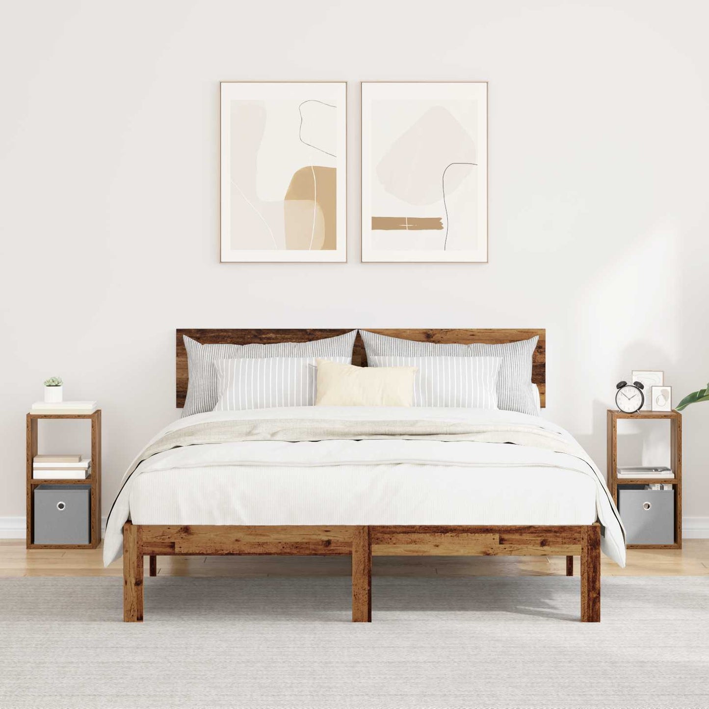 vidaXL Κομοδίνο με συρτάρι 2 pcs Παλιό ξύλο 25,5 x 22 x 49,5 εκ