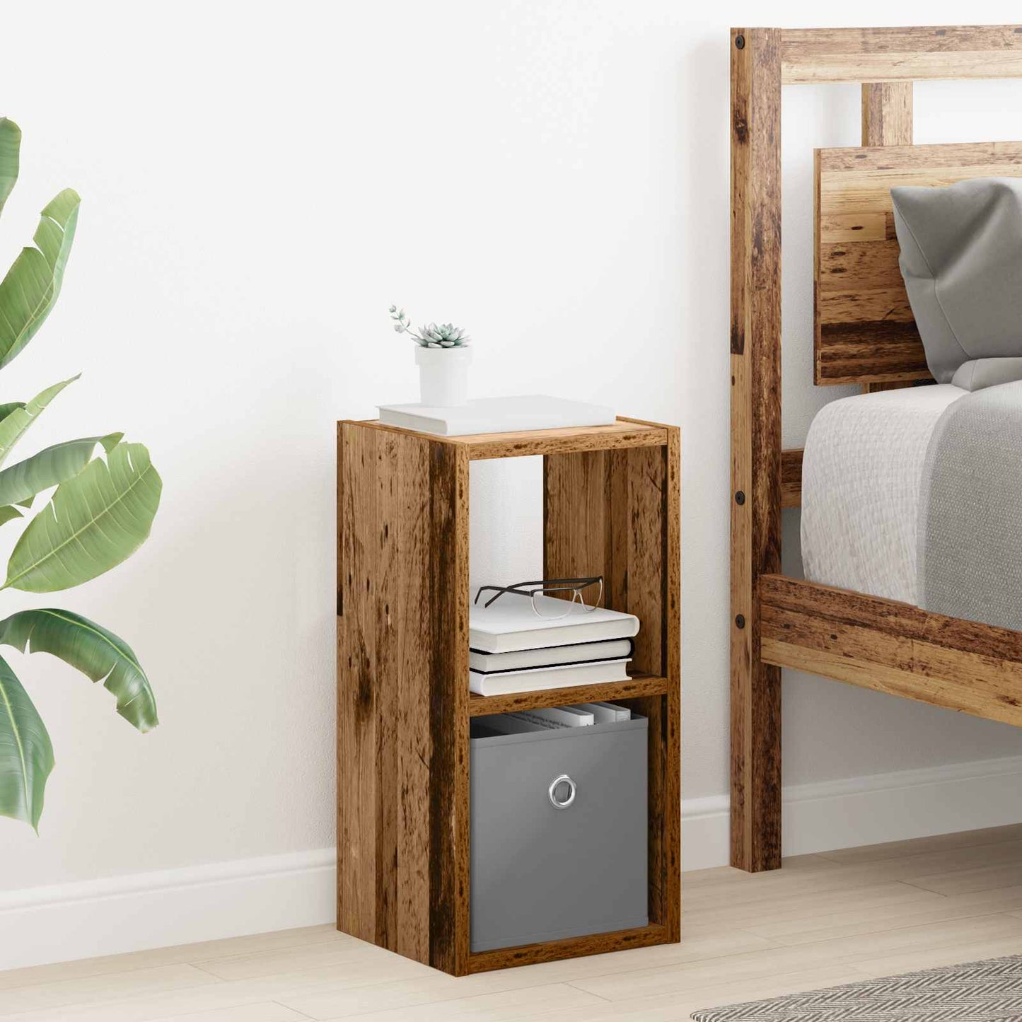 vidaXL Κομοδίνο με συρτάρι 2 pcs Παλιό ξύλο 25,5 x 22 x 49,5 εκ