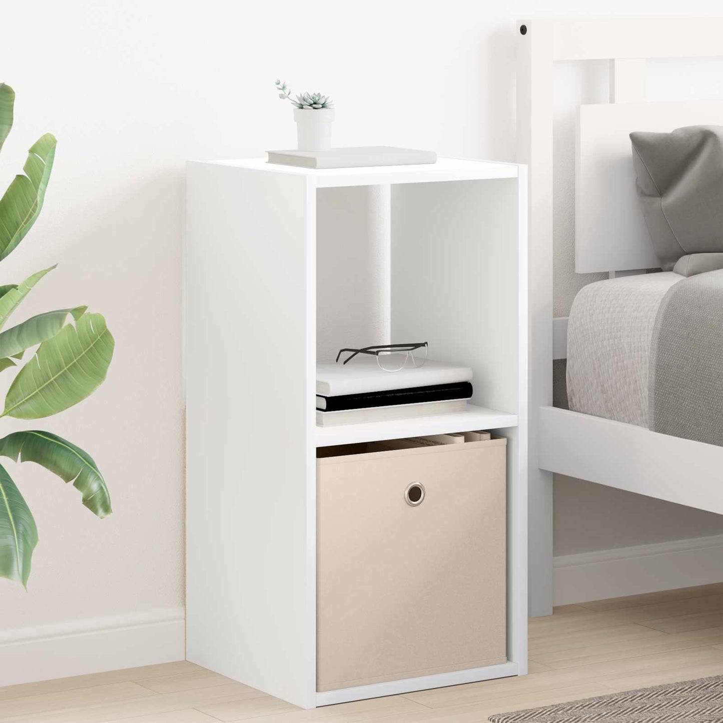 vidaXL Κομοδίνο Λευκό 35 x 32 x 68,5 εκ Επεξεργασμένο Ξύλο