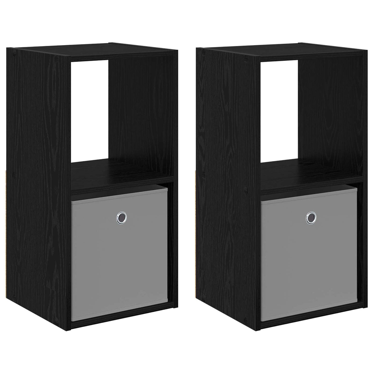vidaXL Κομοδίνο 2 τμχ. Μαύρη Οξυά 35 x 32 x 68,5 εκ Επεξεργασμένο Ξύλο