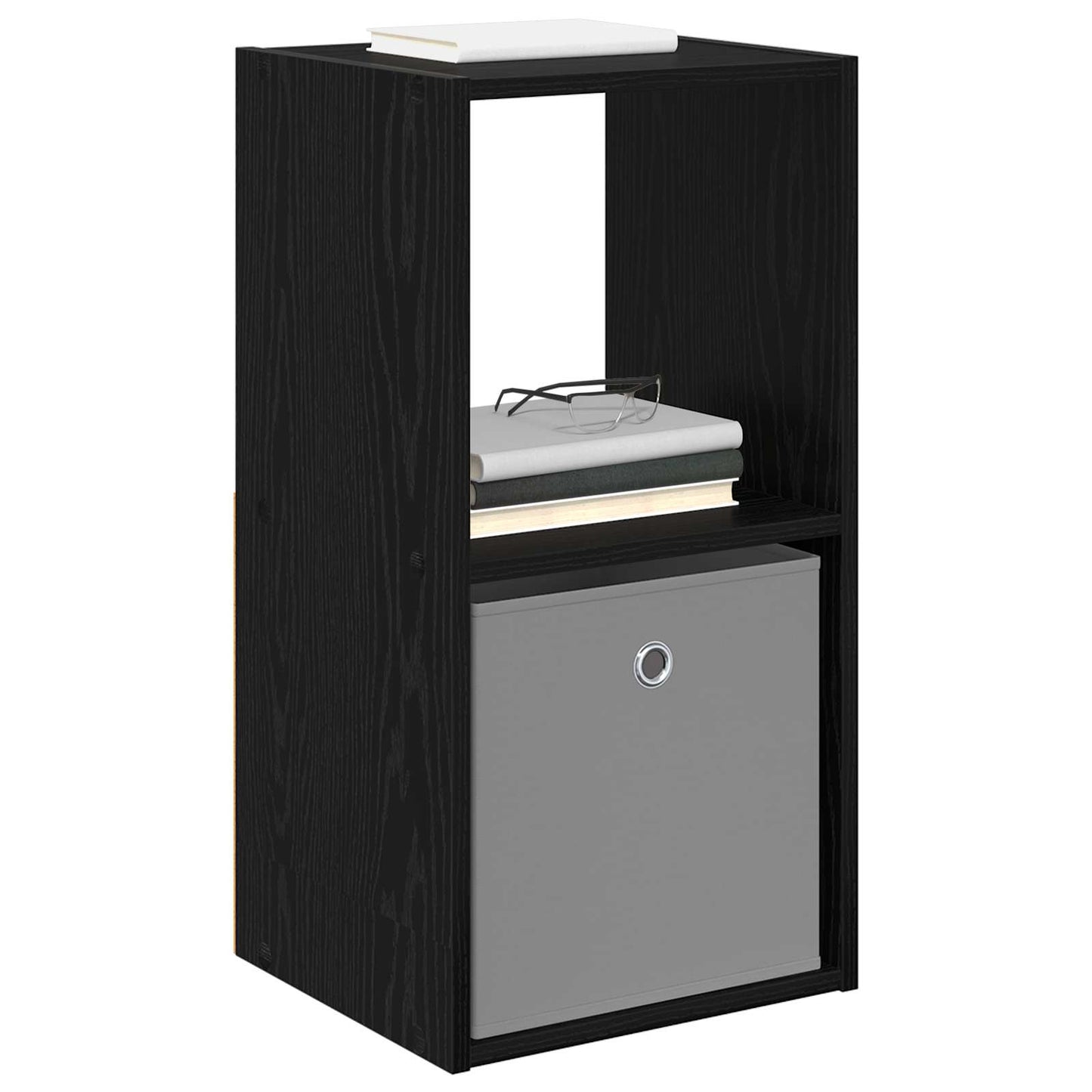 vidaXL Κομοδίνο 2 τμχ. Μαύρη Οξυά 35 x 32 x 68,5 εκ Επεξεργασμένο Ξύλο