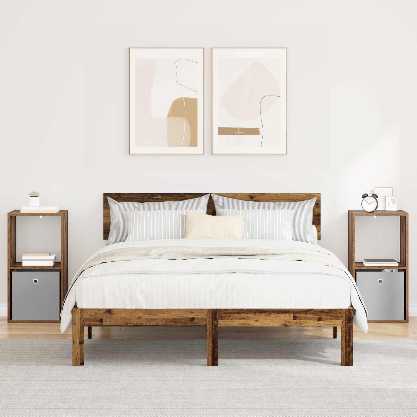 vidaXL Κομοδίνο 2 τμχ. Παλιό ξύλο 35 x 32 x 68,5 εκ Επεξεργασμένο Ξύλο