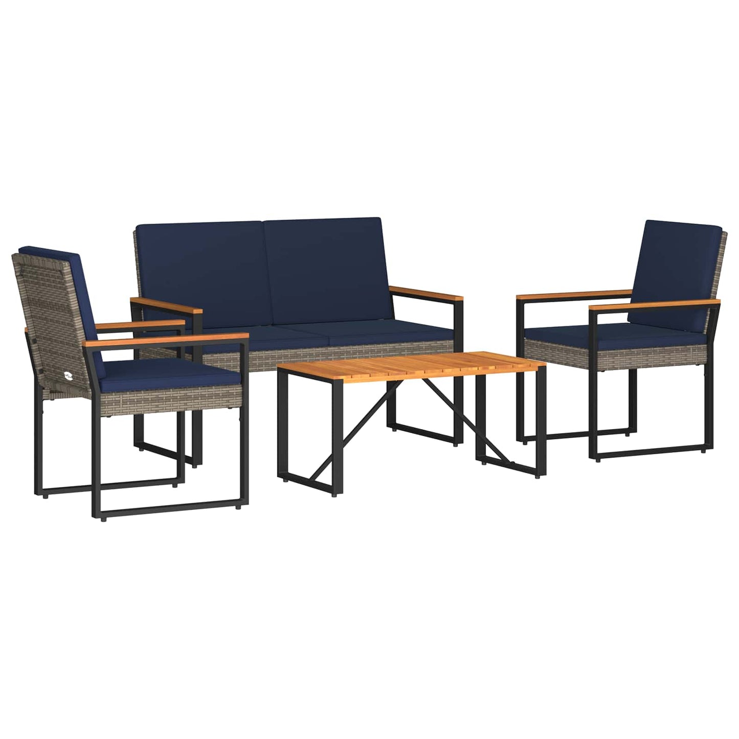 vidaXL Σετ Εξωτερικών Επίπλων 4 τμχ. Γκρι και Navy Blue