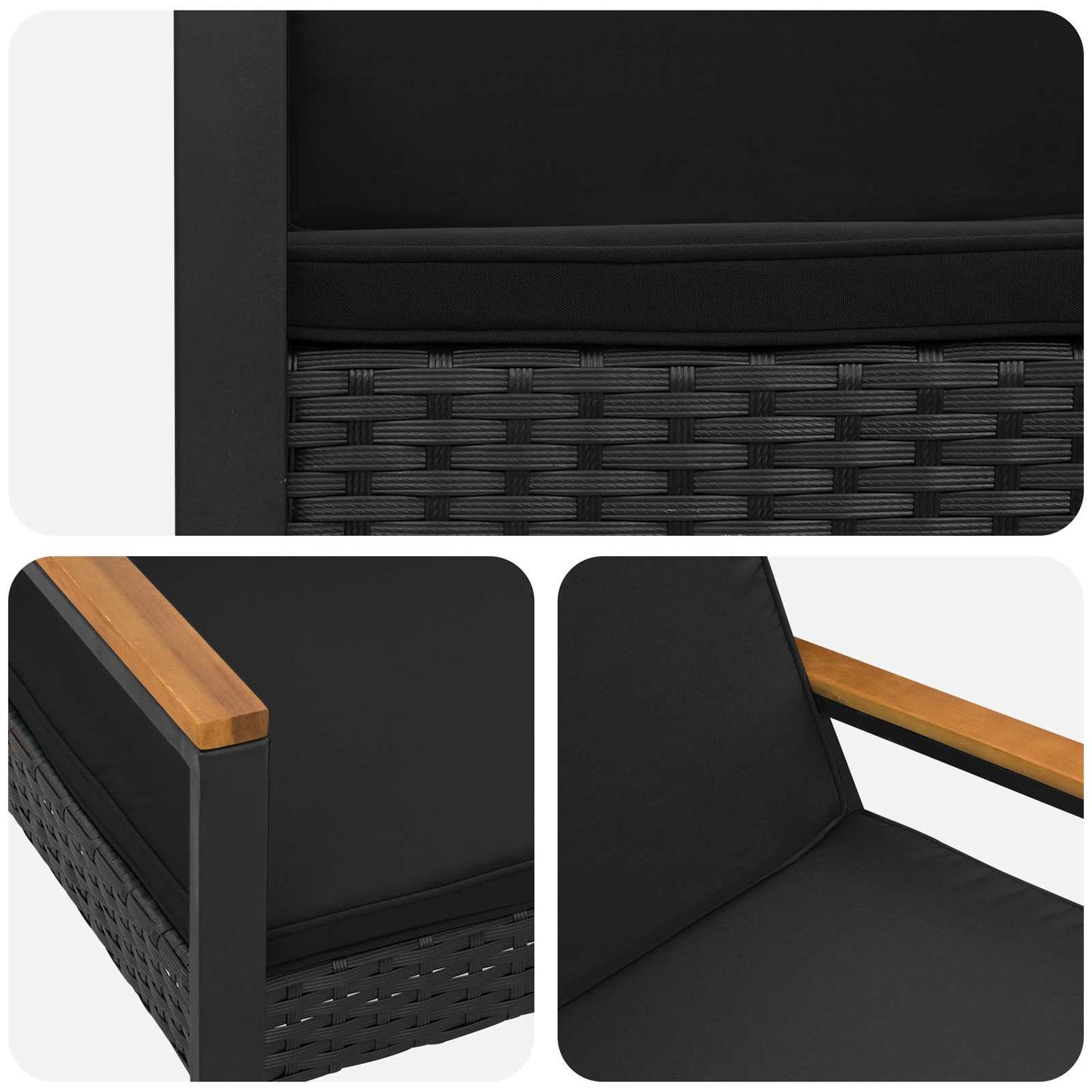 vidaXL Εξωτερικός πάγκος Μαύρο 107 x 61 x 80 εκ. συνθετικό ρατάν