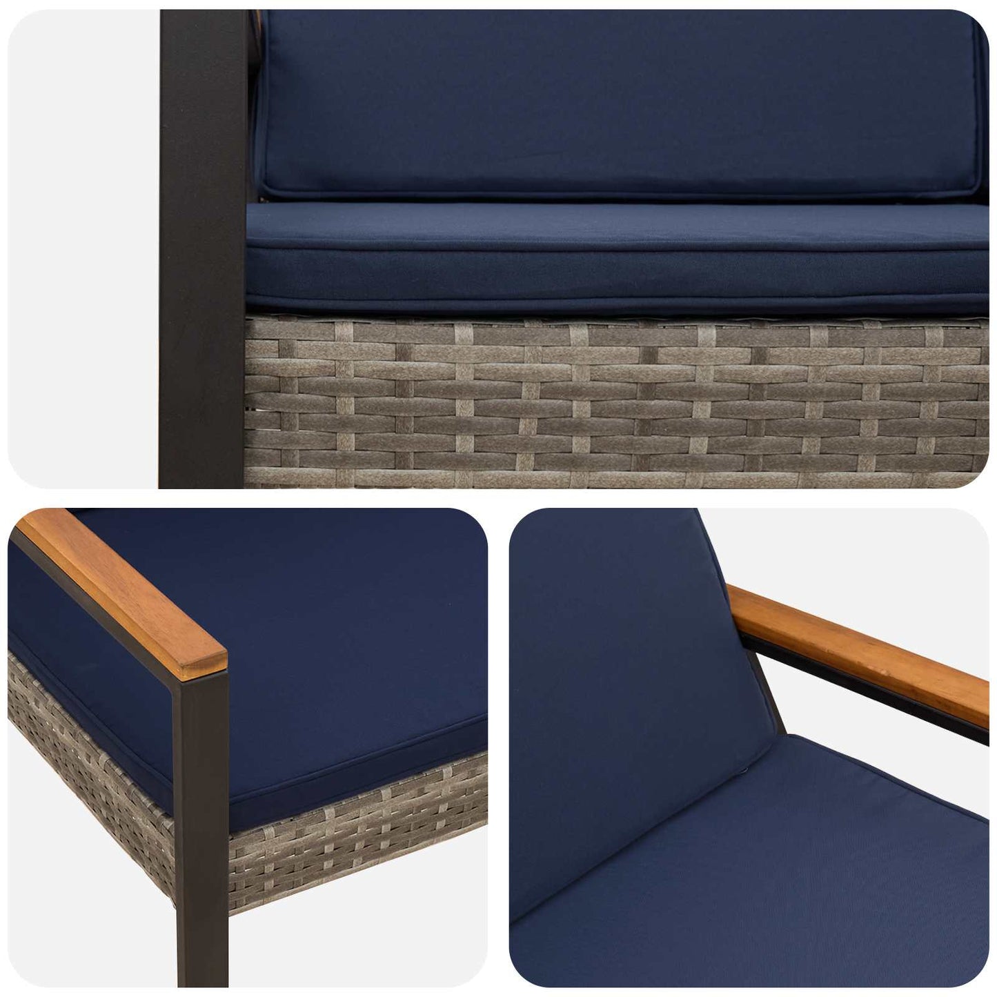 vidaXL Εξωτερικός πάγκος Γκρι και Navy Blue 107 x 61 x 80 εκ.
