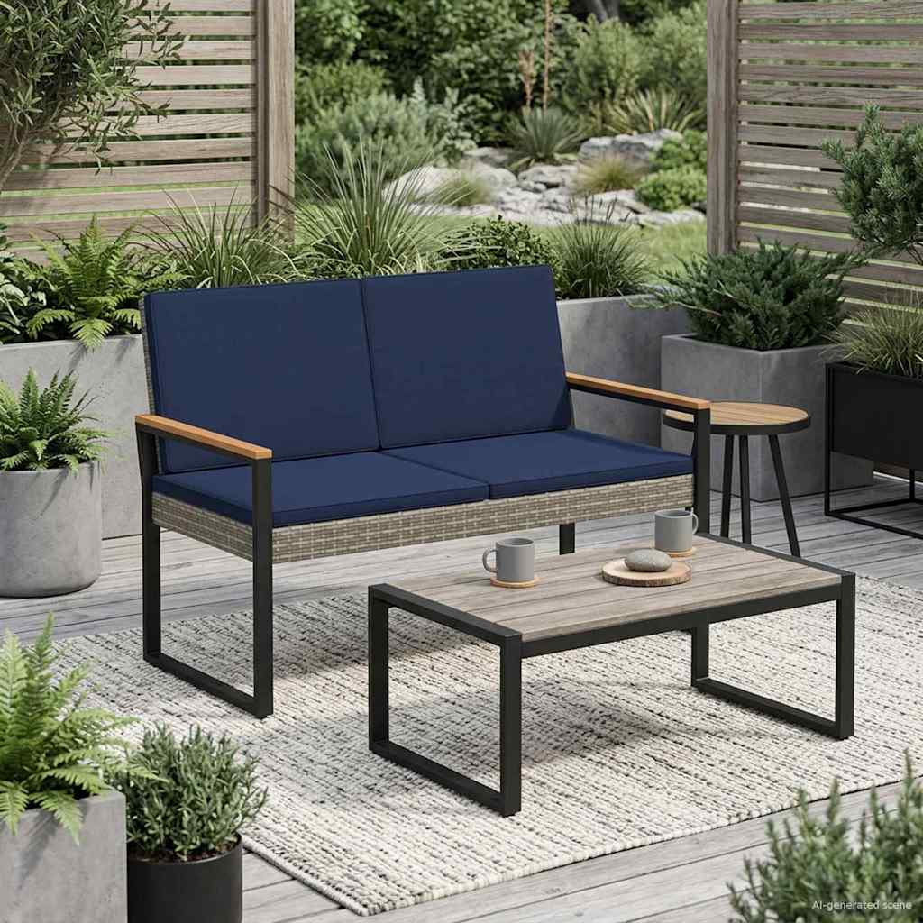 vidaXL Εξωτερικός πάγκος Γκρι και Navy Blue 107 x 61 x 80 εκ.