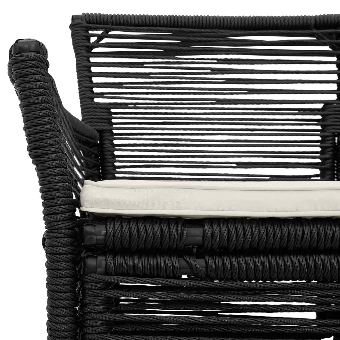 vidaXL Εξωτερική Καρέκλα 4 pcs Μαύρο και Κρέμα συνθετικό ρατάν