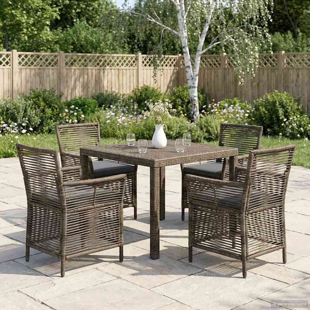 vidaXL Εξωτερική Καρέκλα 4 pcs Γκρι και Σκούρο Γκρι συνθετικό ρατάν
