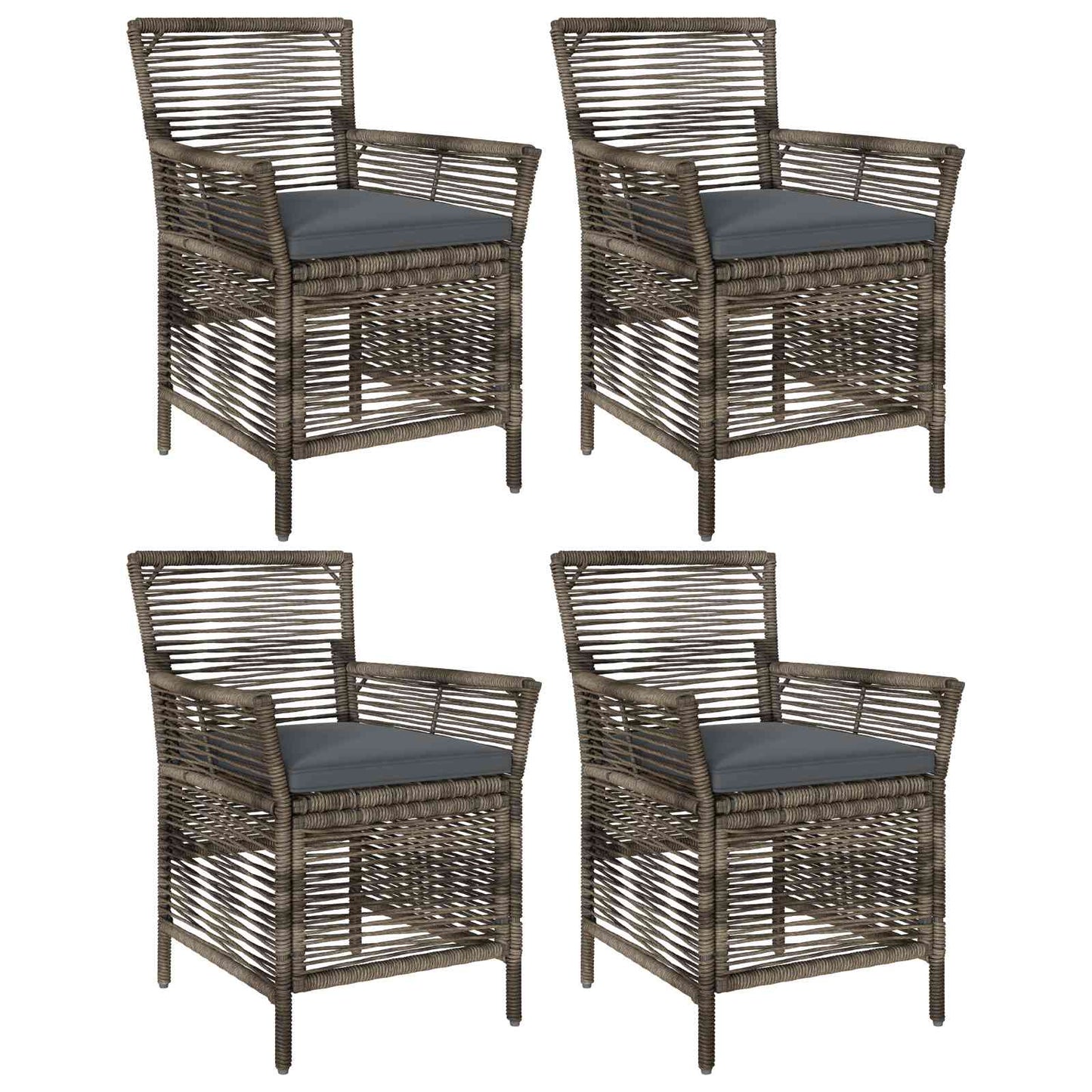 vidaXL Εξωτερική Καρέκλα 4 pcs Γκρι και Σκούρο Γκρι συνθετικό ρατάν
