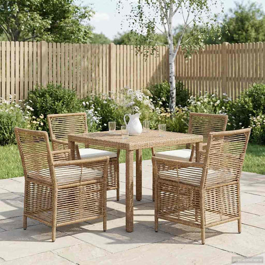 vidaXL Εξωτερική Καρέκλα 4 pcs Μπεζ και Κρέμα συνθετικό ρατάν