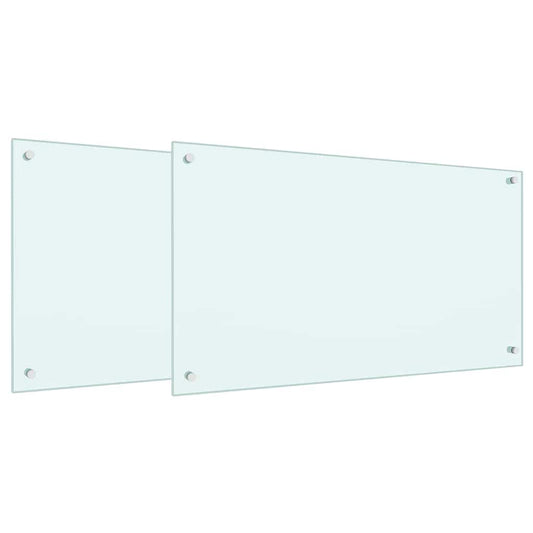 vidaXL Πλάτη κουζίνας 2 τμχ. Λευκό 90 x 50 cm σκληρυμένο γυαλί