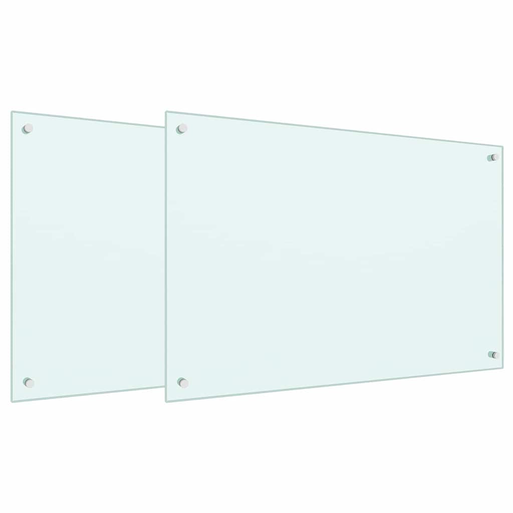 vidaXL Πλάτη κουζίνας 2 τμχ. Λευκό 90 x 60 cm σκληρυμένο γυαλί