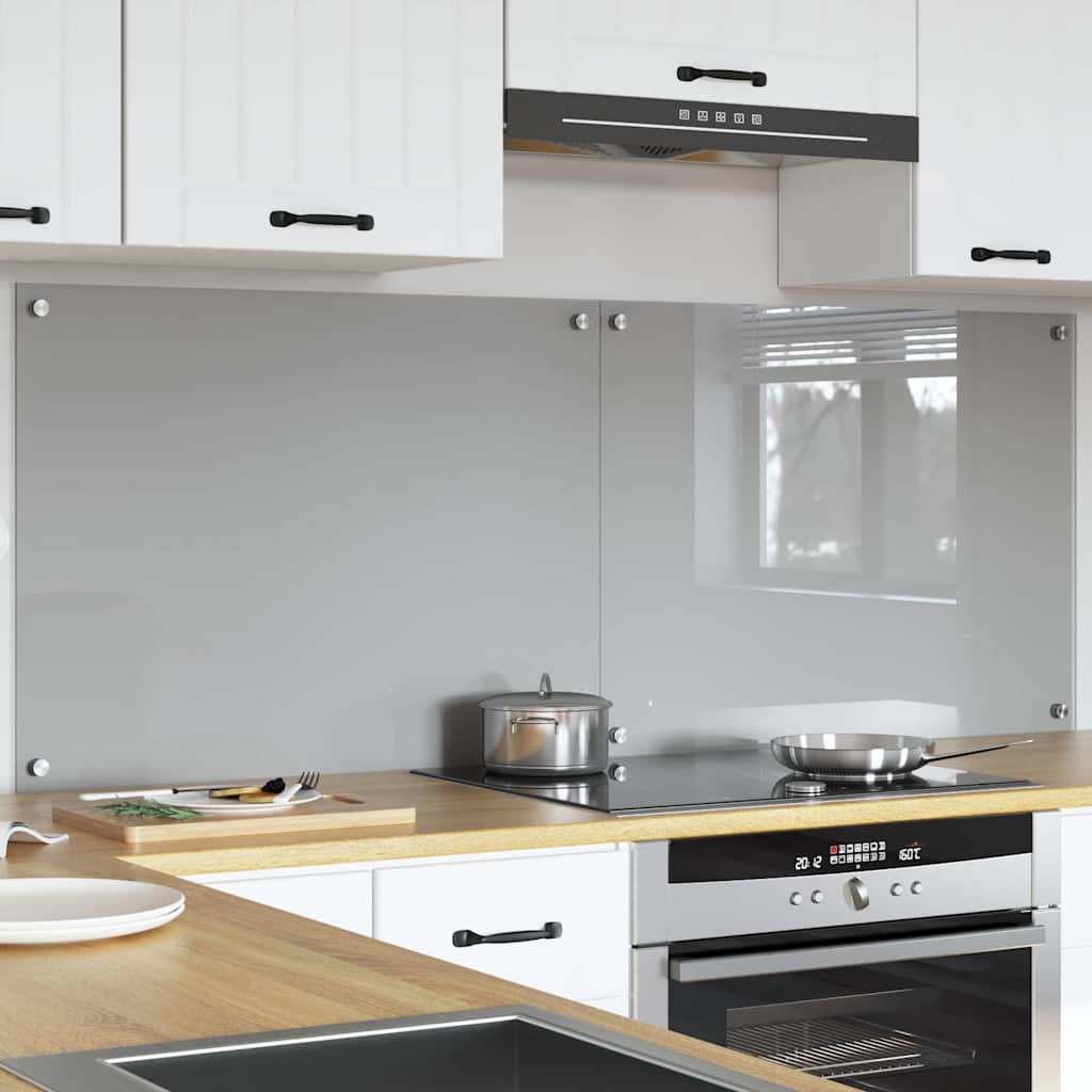 vidaXL Πλάτη κουζίνας 2 τμχ. Ανοιχτό γκρι 80 x 60 cm σκληρυμένο γυαλί