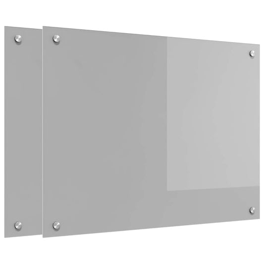 vidaXL Πλάτη κουζίνας 2 τμχ. Ανοιχτό γκρι 80 x 60 cm σκληρυμένο γυαλί