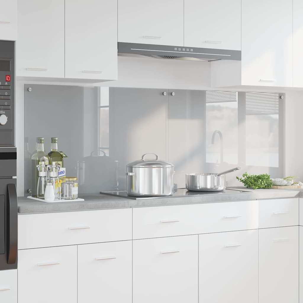 vidaXL Πλάτη κουζίνας 2 τμχ. Ανοιχτό γκρι 90 x 60 cm σκληρυμένο γυαλί