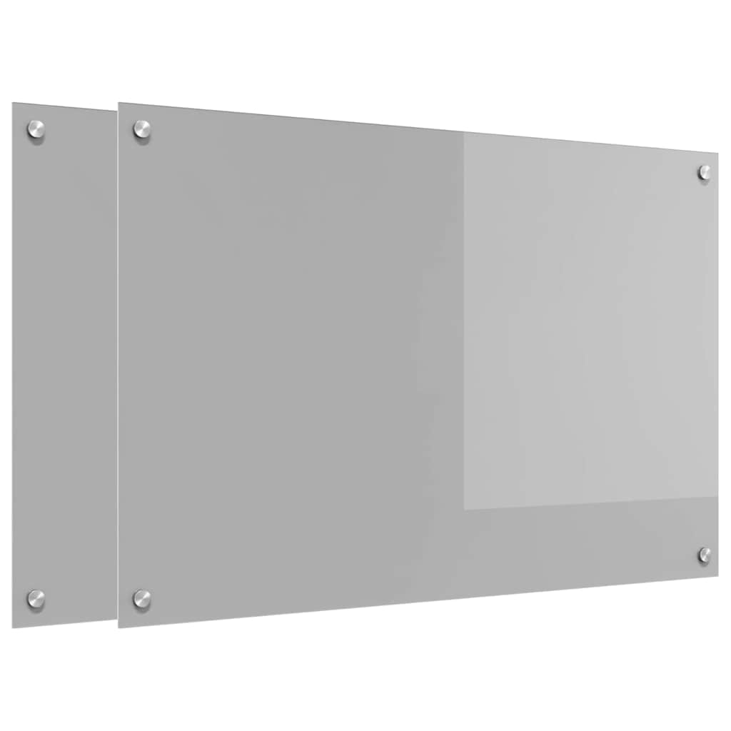 vidaXL Πλάτη κουζίνας 2 τμχ. Ανοιχτό γκρι 90 x 60 cm σκληρυμένο γυαλί