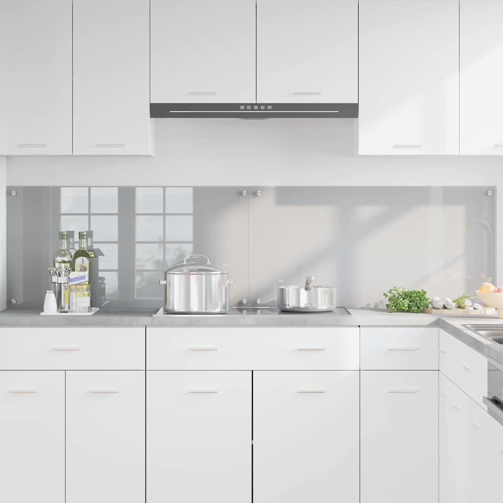 vidaXL Πλάτη κουζίνας 2 τμχ. Ανοιχτό γκρι 100 x 50 cm σκληρυμένο γυαλί