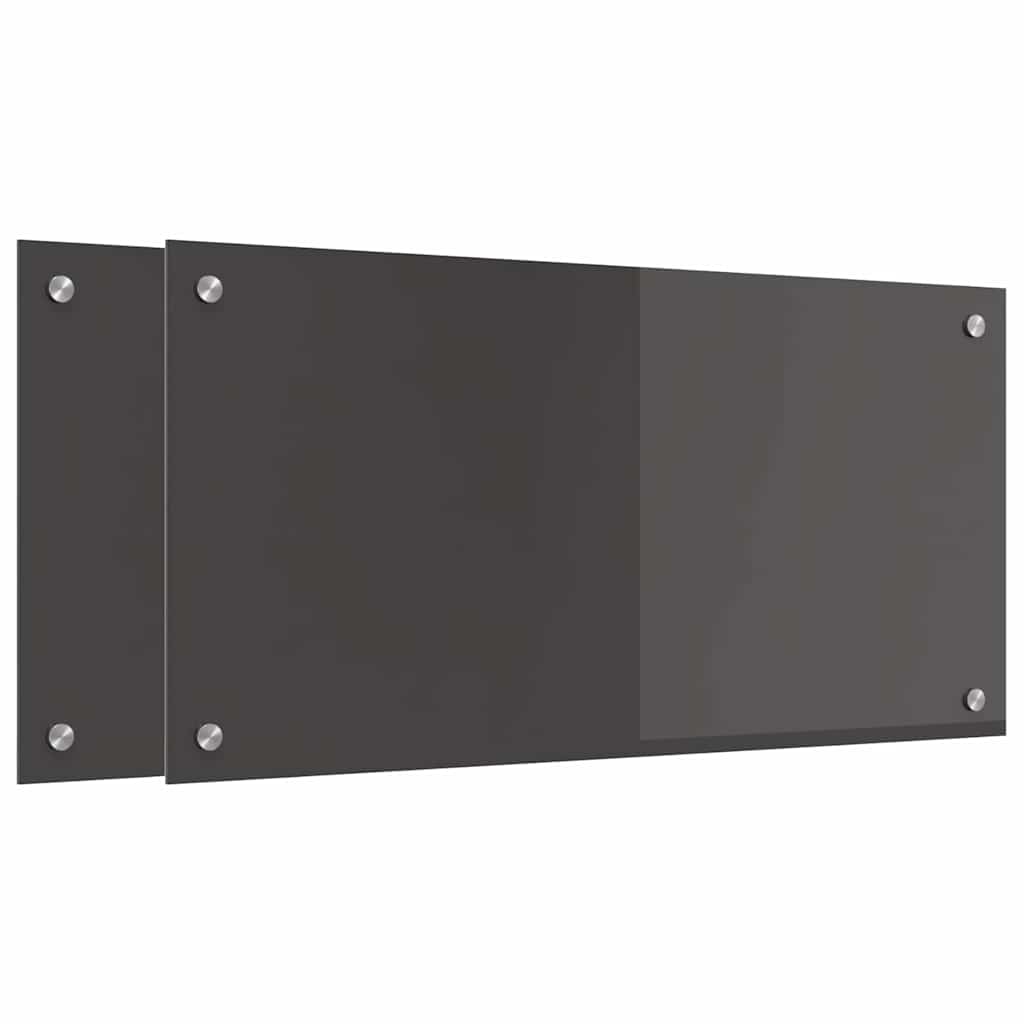vidaXL Πλάτη κουζίνας 2 τμχ. Σκούρο Γκρι 80 x 40 cm σκληρυμένο γυαλί